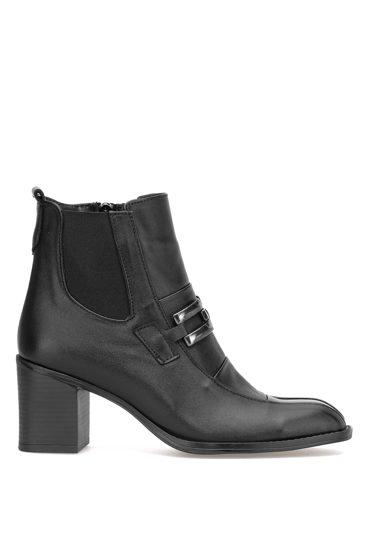 Elit Brivelle Kadın Hakiki Deri Topuklu Bot Siyah