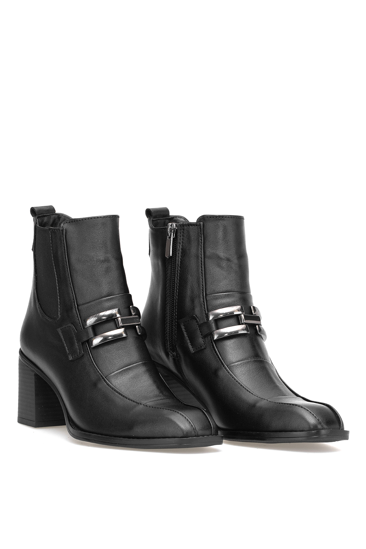 Elit Brivelle Kadın Hakiki Deri Topuklu Bot Siyah