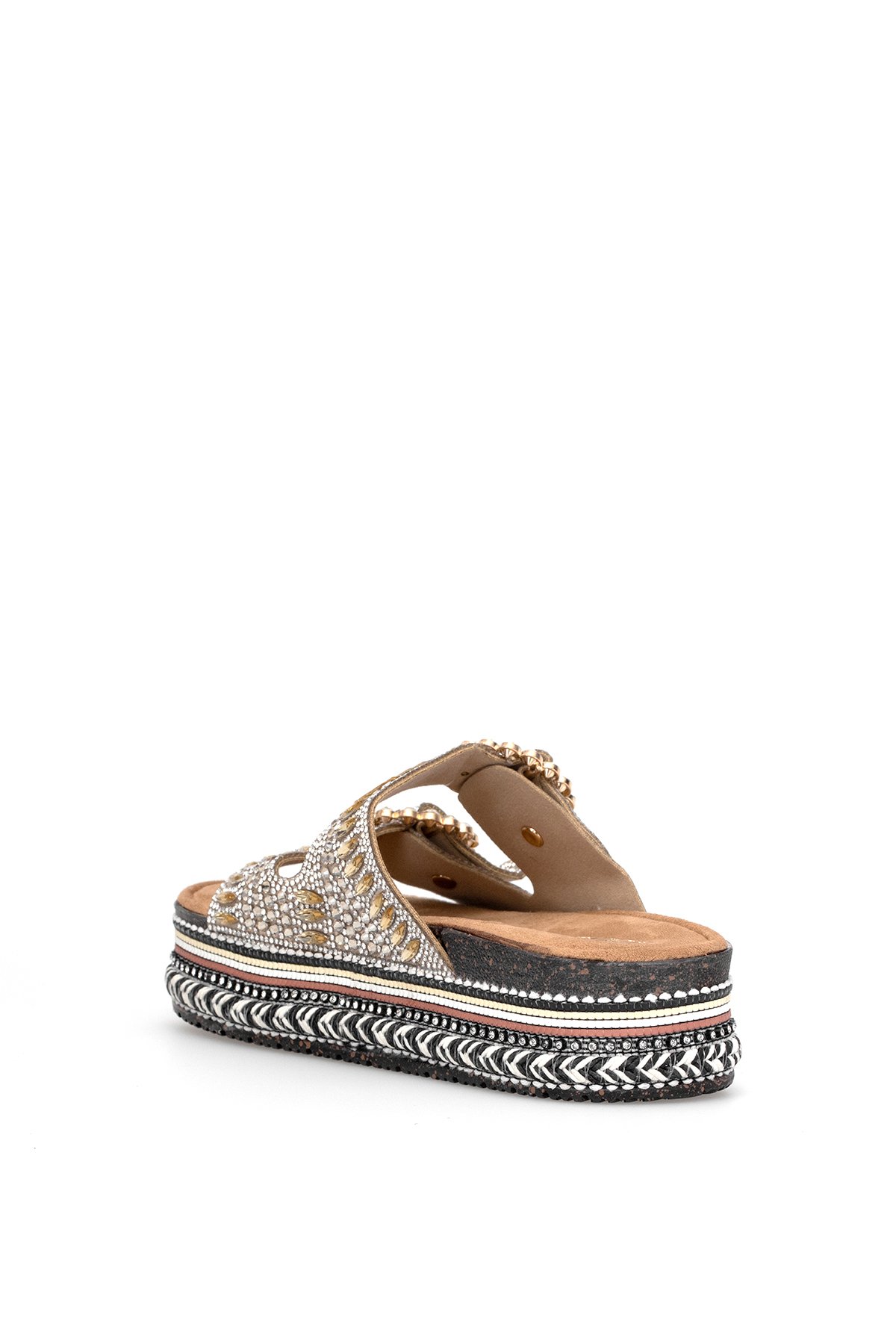 Elit BTBSJ02 Kadın Taşlı Düz Terlik  Altın