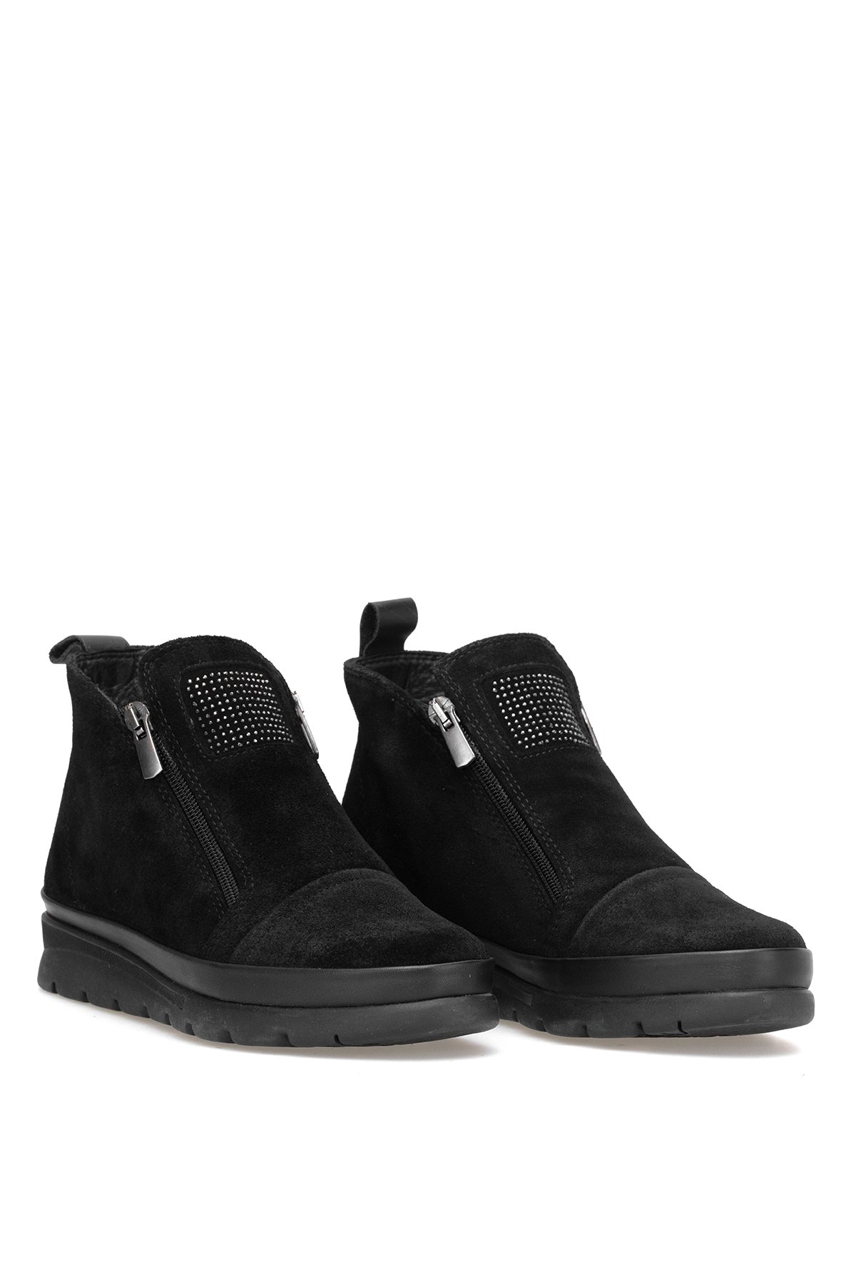 Elit Celindra Kadın Hakiki Süet Deri Düz Bot Siyah