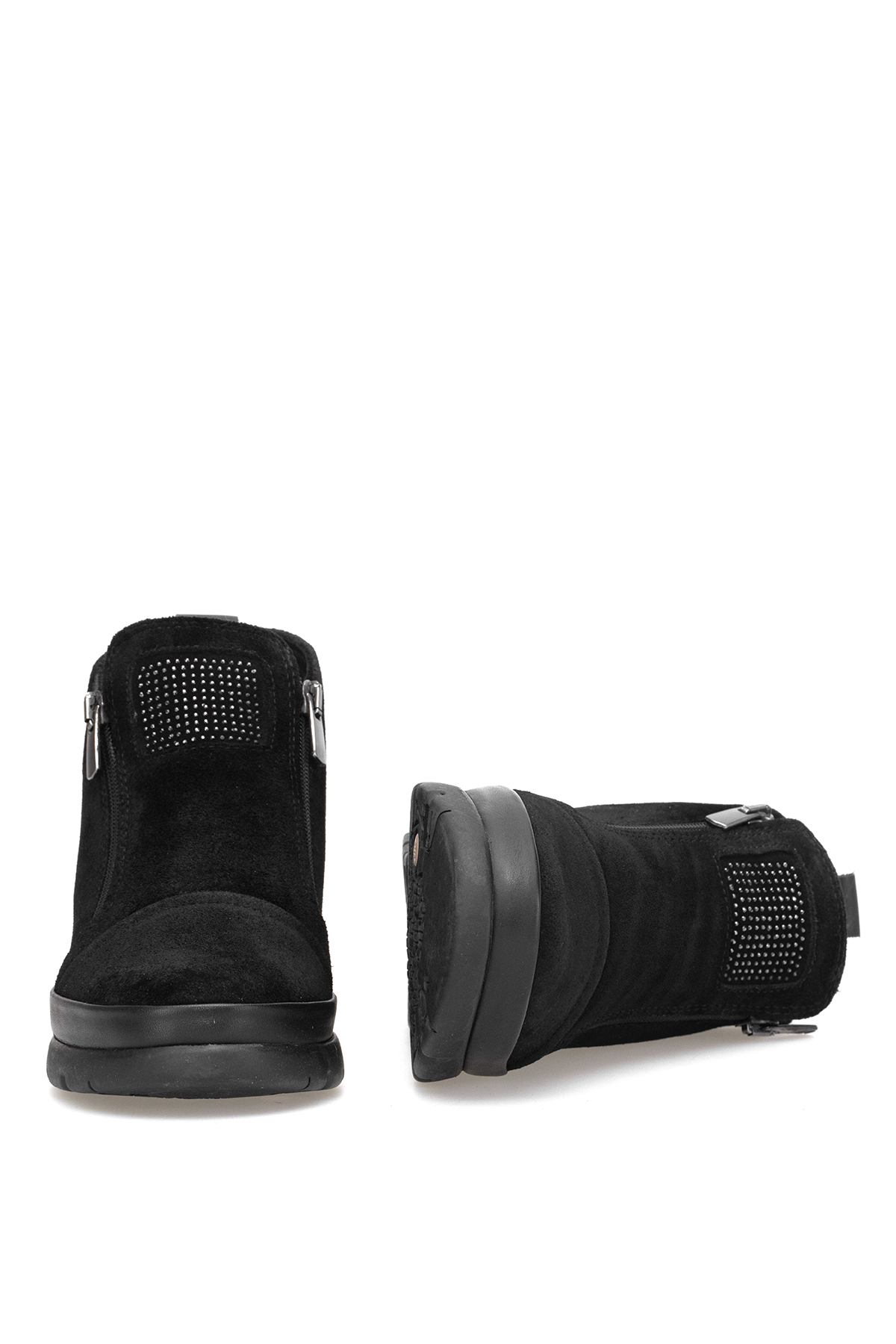 Elit Celindra Kadın Hakiki Süet Deri Düz Bot Siyah