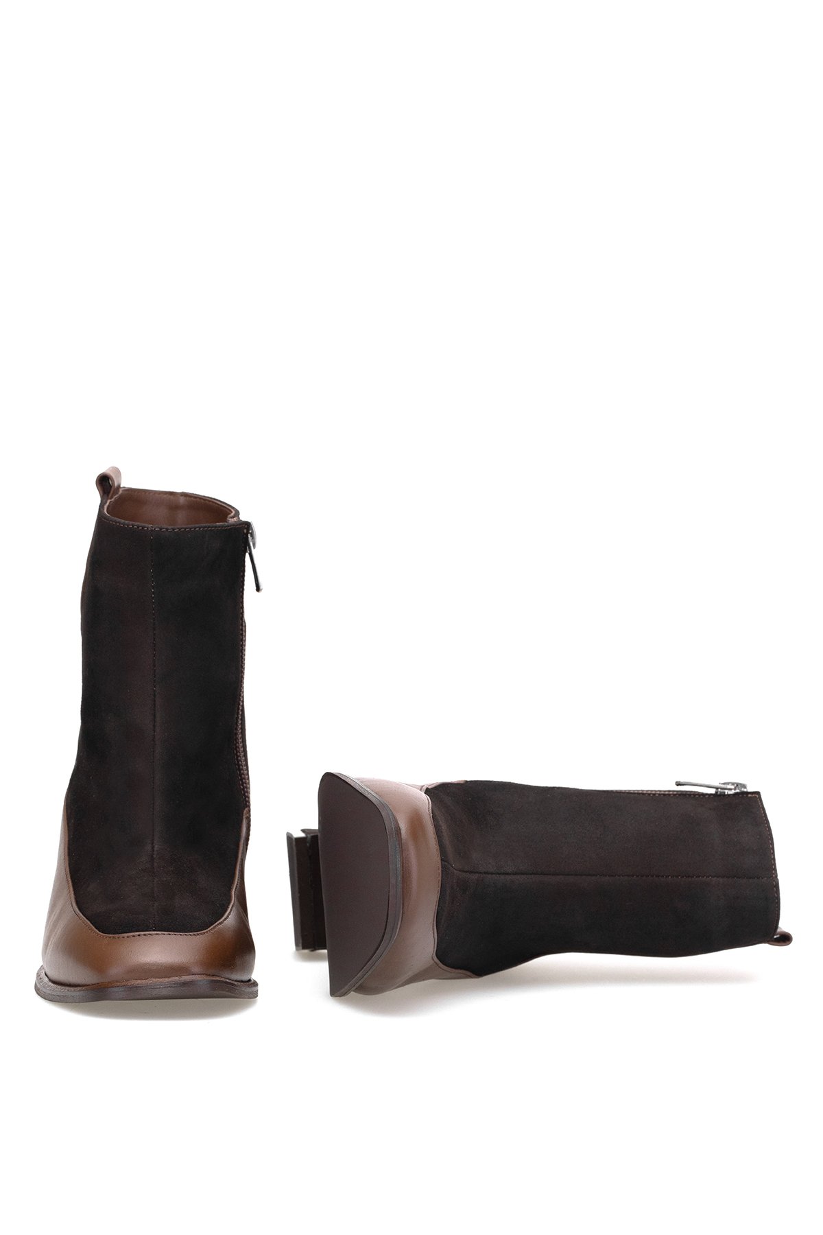 Elit Cordelia Kadın Hakiki Rugan Deri Klasik Topuklu Bot Kahverengi