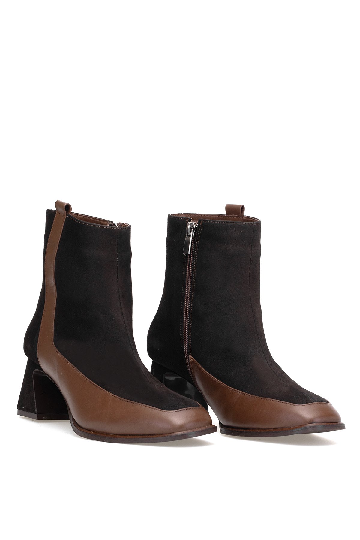 Elit Cordelia Kadın Hakiki Rugan Deri Klasik Topuklu Bot Kahverengi