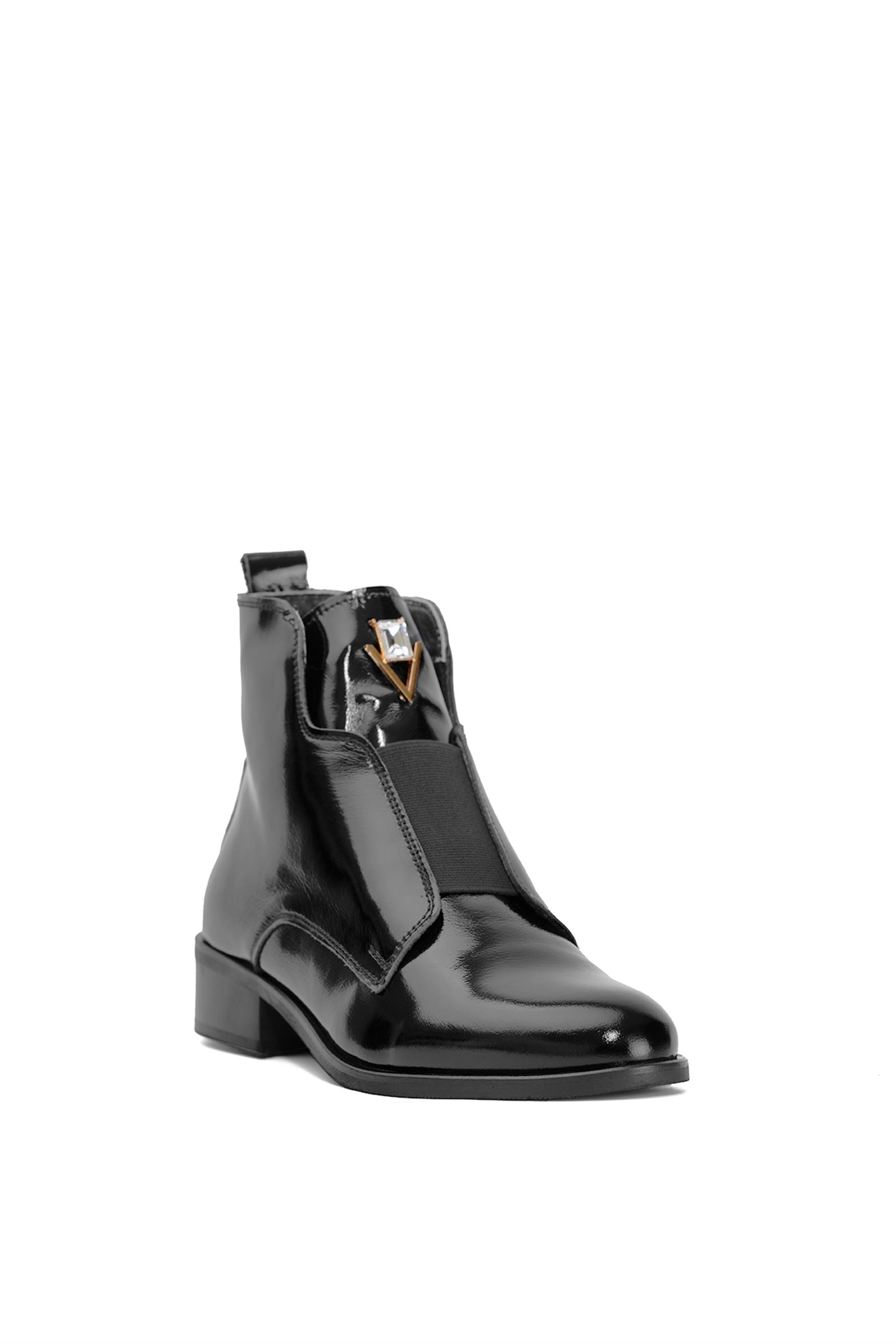 Elit DK2400 Kadın Hakiki Deri Düz Bot Siyah