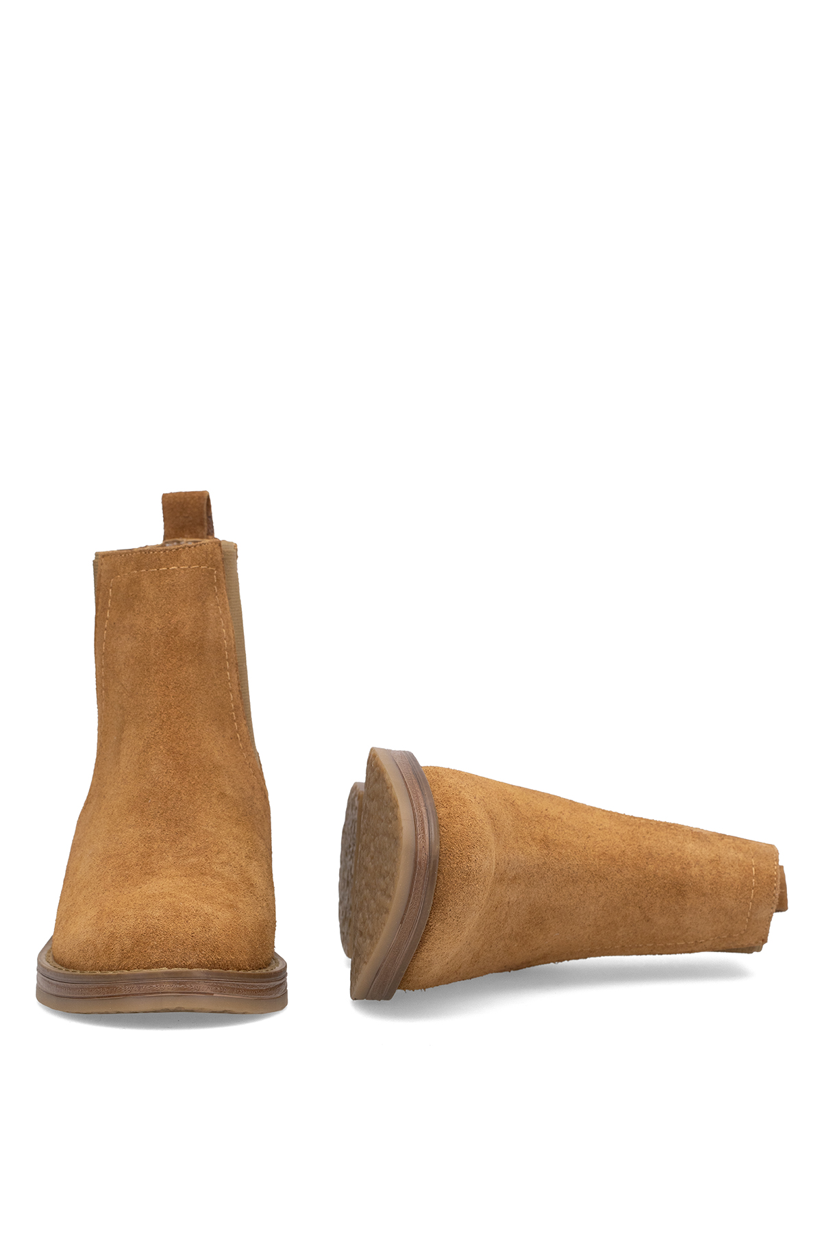 Elit Evelindra Kadın Hakiki Süet Deri Chelsea Bot Taba