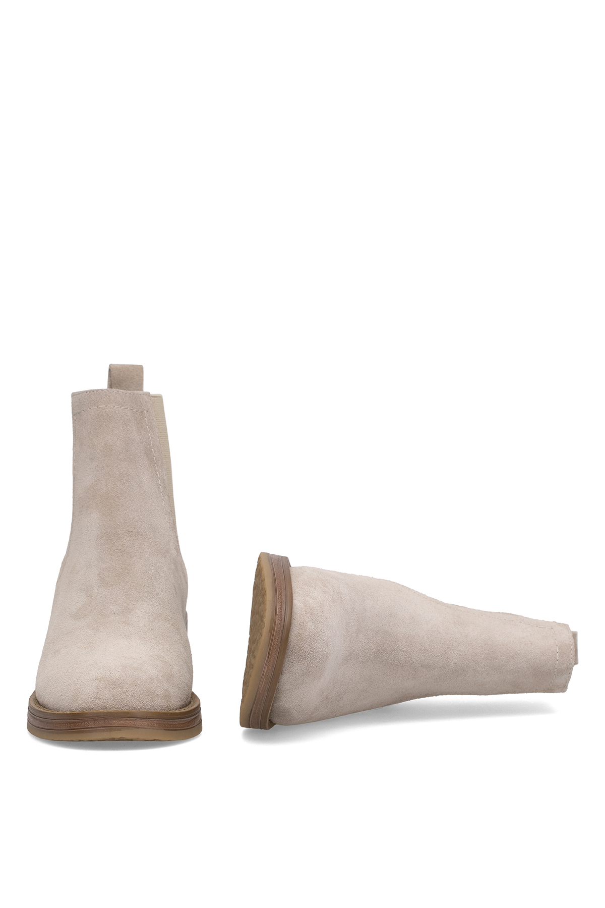 Elit Evelindra Kadın Hakiki Süet Deri Chelsea Bot Bej