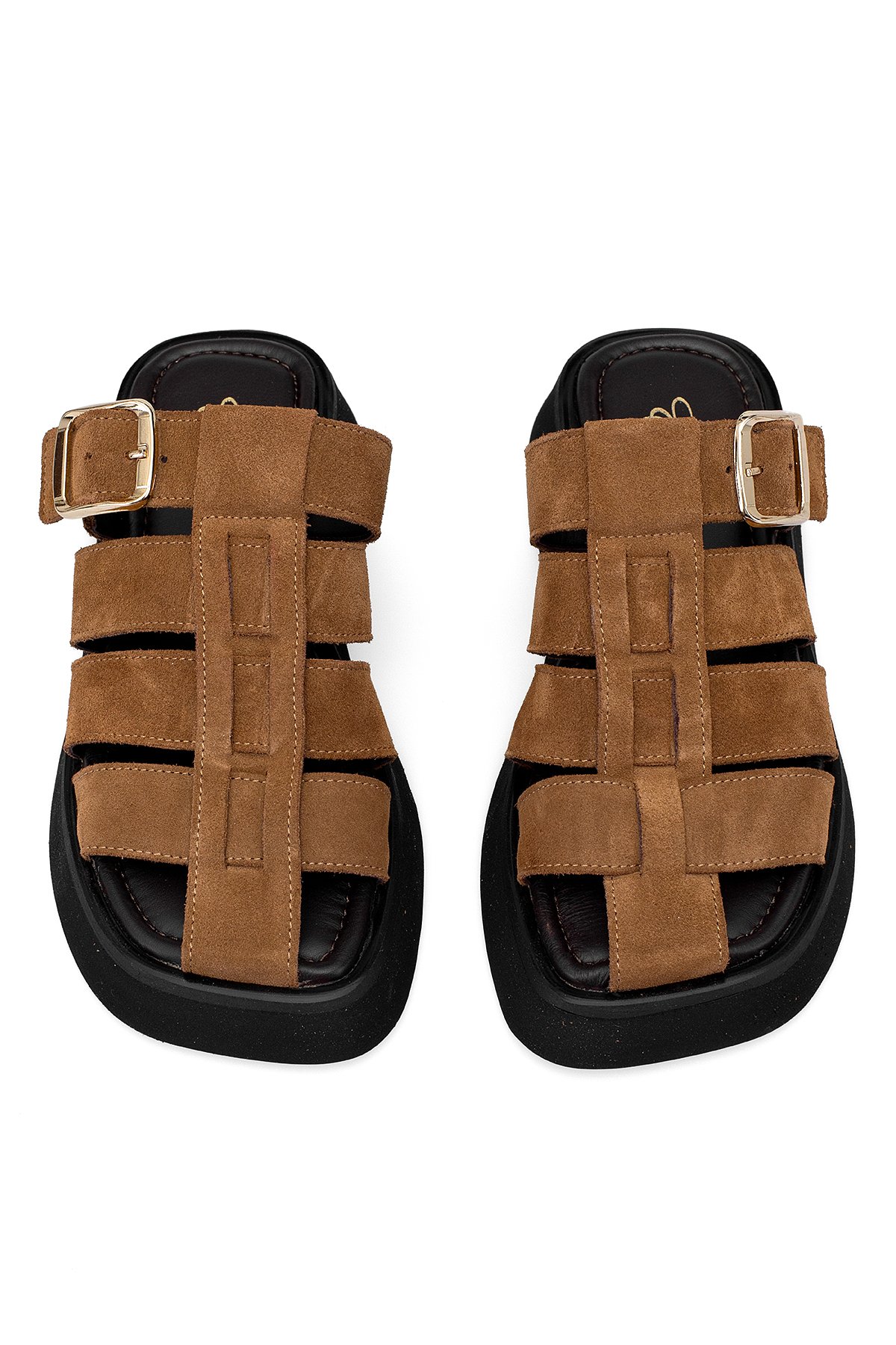 Elit Florencia Kadın Hakiki Süet Deri Ortopedik Düz Terlik Kahverengi