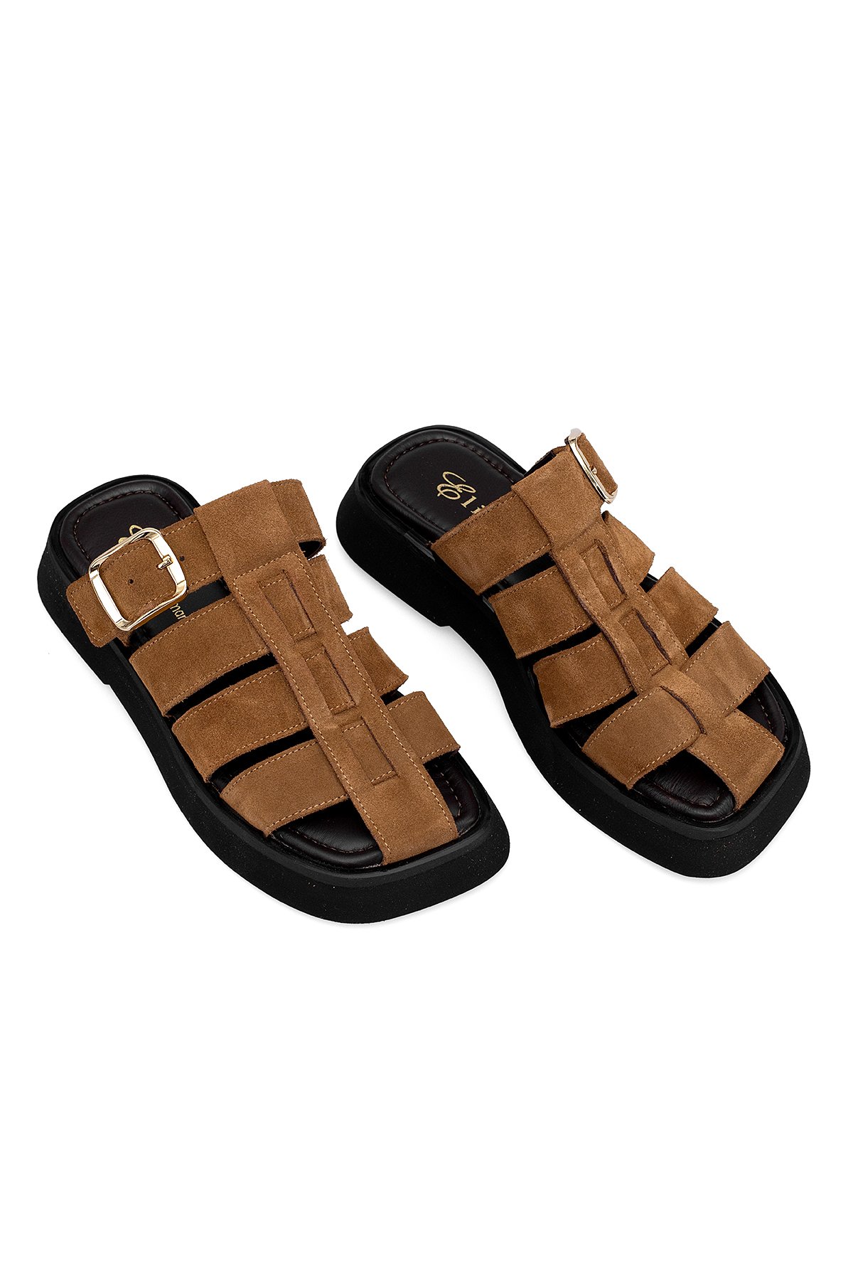 Elit Florencia Kadın Hakiki Süet Deri Ortopedik Düz Terlik Kahverengi