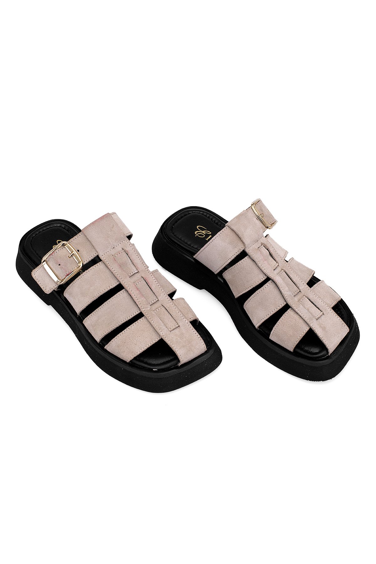 Elit Florencia Kadın Hakiki Süet Deri Ortopedik Düz Terlik Gri