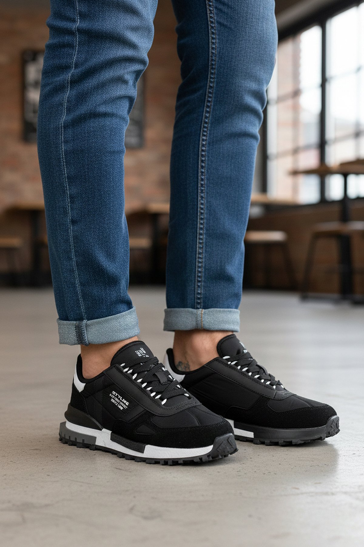 Elit IKZ8089 Erkek Klasik Sneaker Siyah - Beyaz