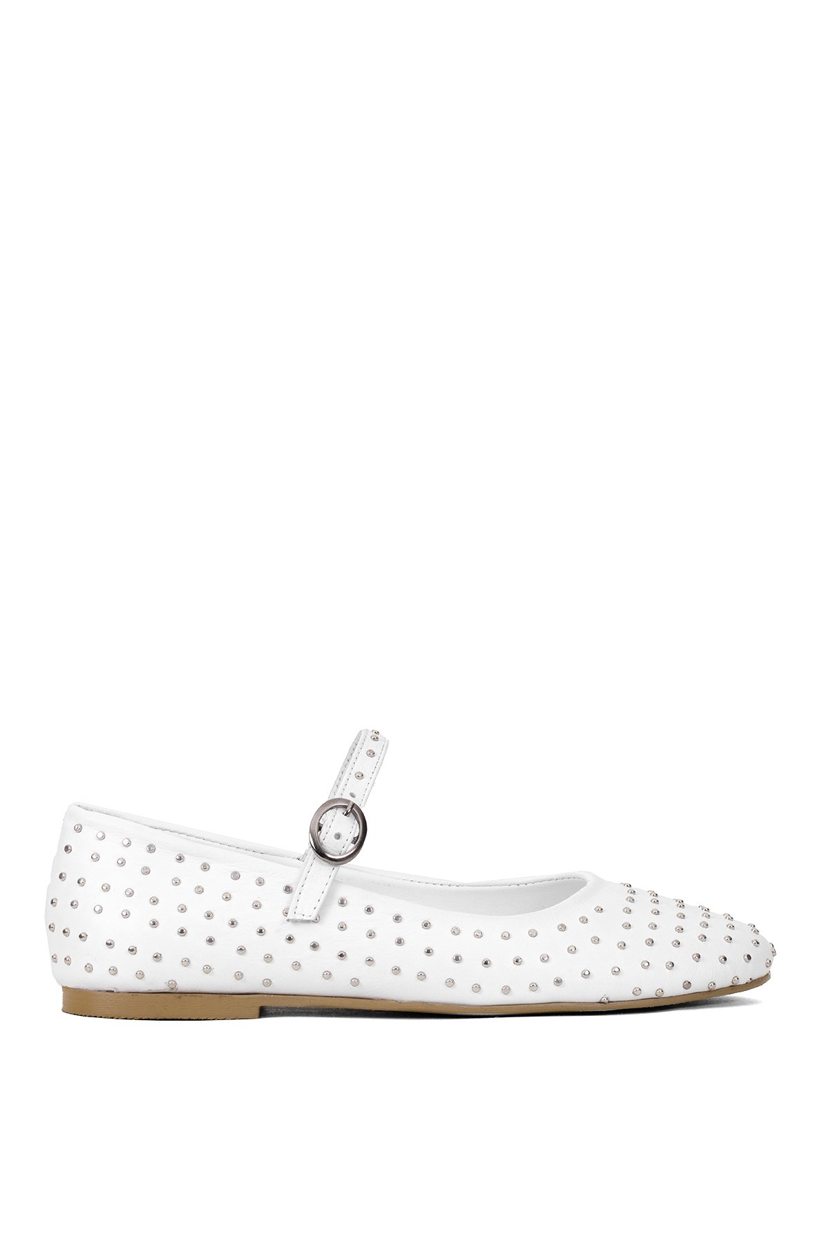 Elit Jada Kadın Hakiki Deri Troklu Babet Beyaz