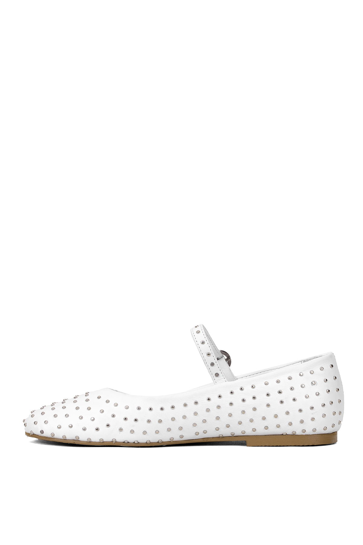 Elit Jada Kadın Hakiki Deri Troklu Babet Beyaz