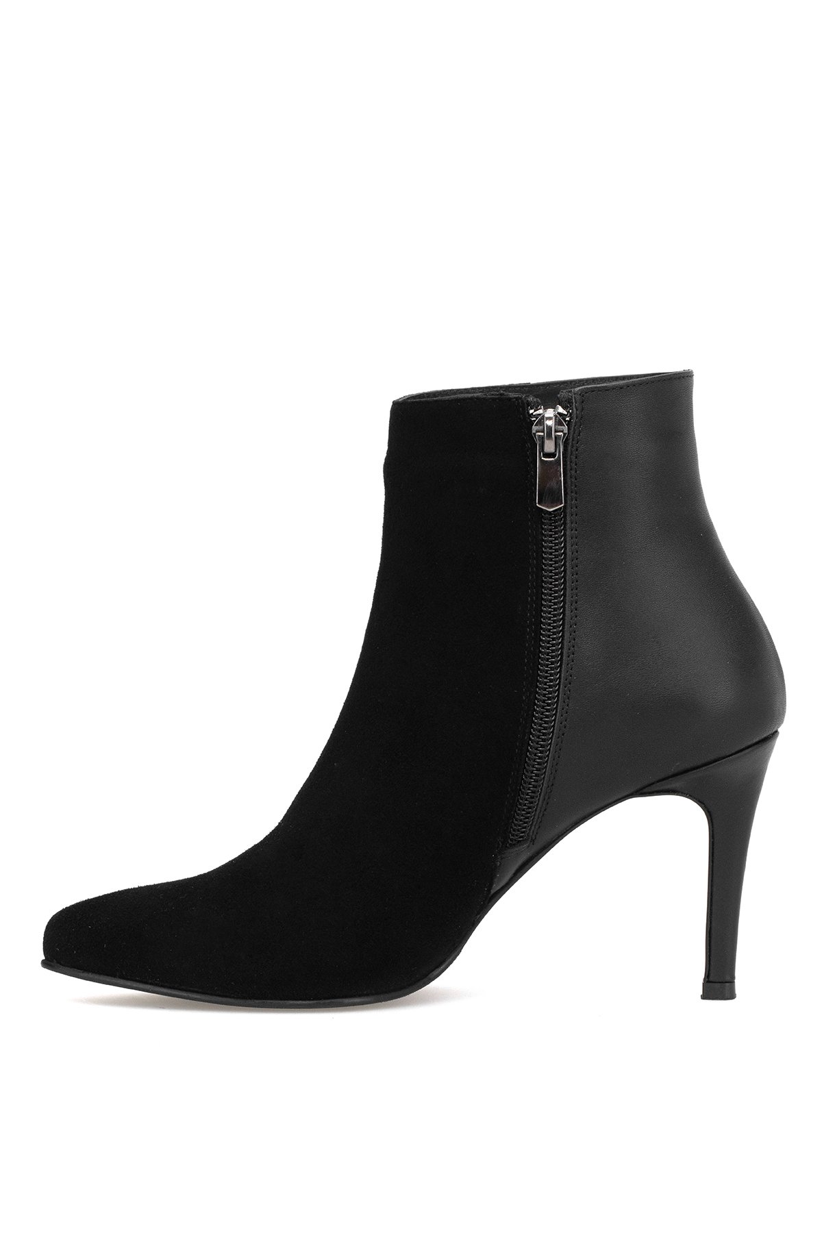 Elit Jasmina Kadın Hakiki Rugan Deri Klasik Topuklu Bot Siyah