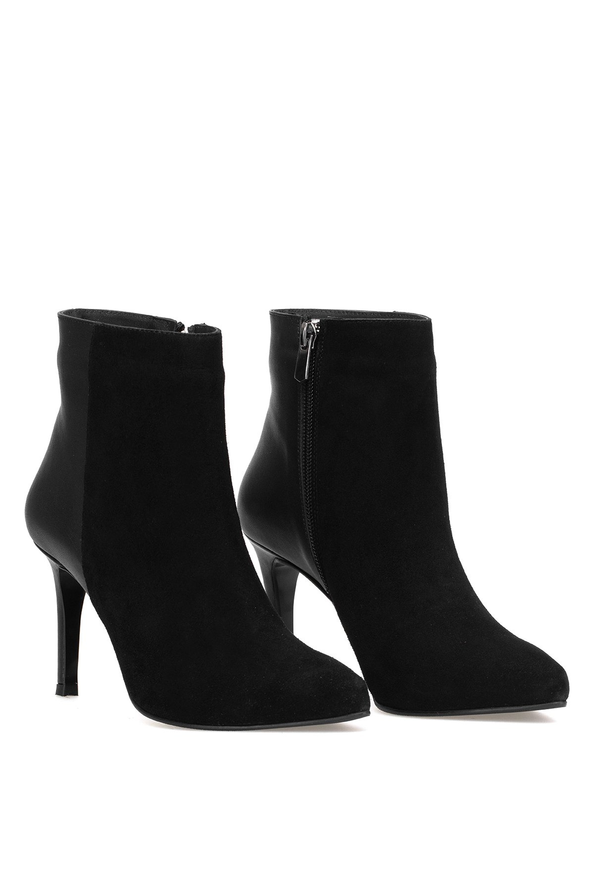 Elit Jasmina Kadın Hakiki Rugan Deri Klasik Topuklu Bot Siyah