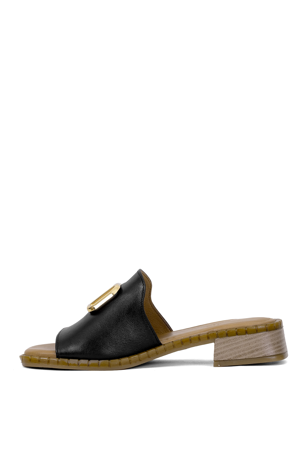 Elit Kira Kadın Hakiki Deri Düz Terlik Siyah