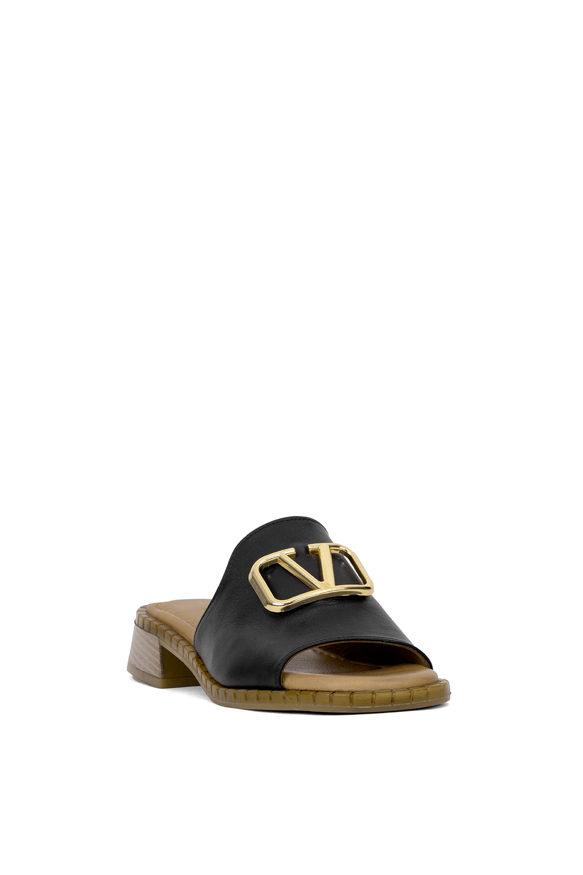 Elit Kira Kadın Hakiki Deri Düz Terlik Siyah