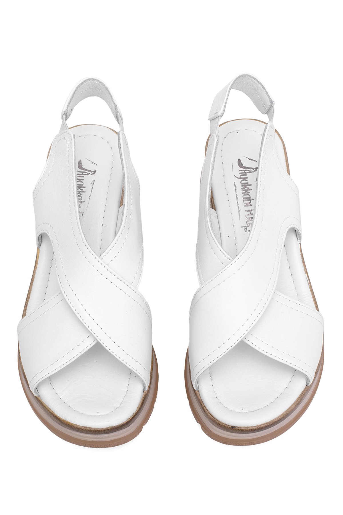 Elit Koc25-62 Kadın Hakiki Deri Dolgu Topuk Sandalet Beyaz