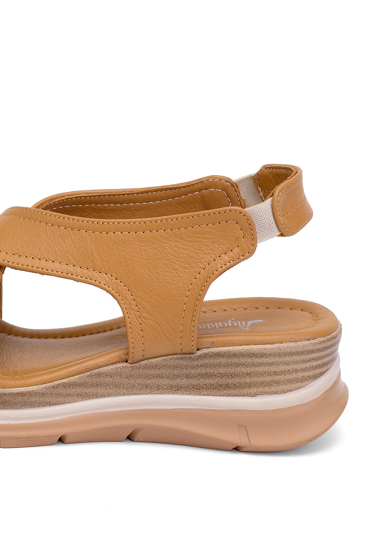 Elit Koc25-62 Kadın Hakiki Deri Dolgu Topuk Sandalet Taba