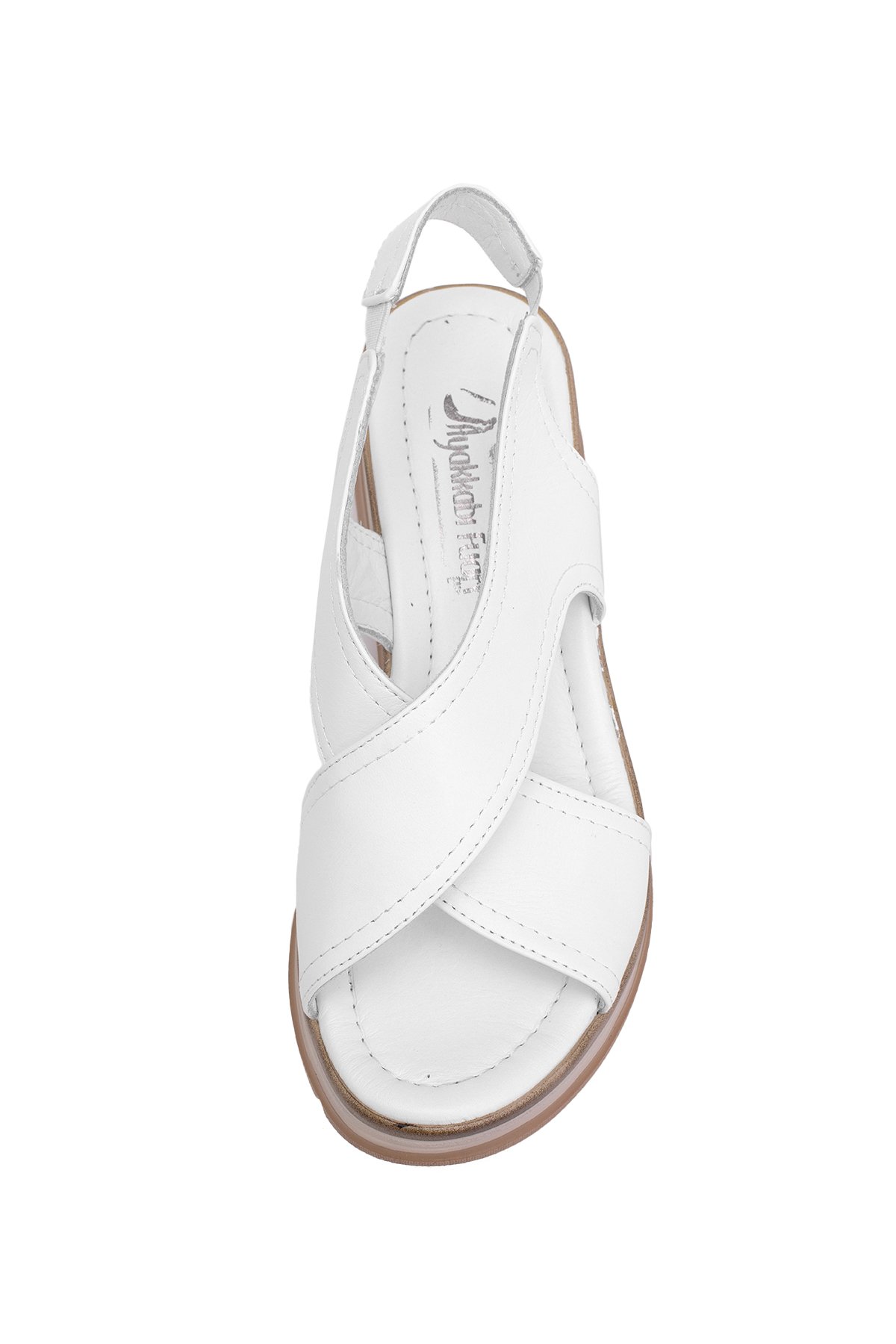 Elit Koc25-62 Kadın Hakiki Deri Dolgu Topuk Sandalet Beyaz