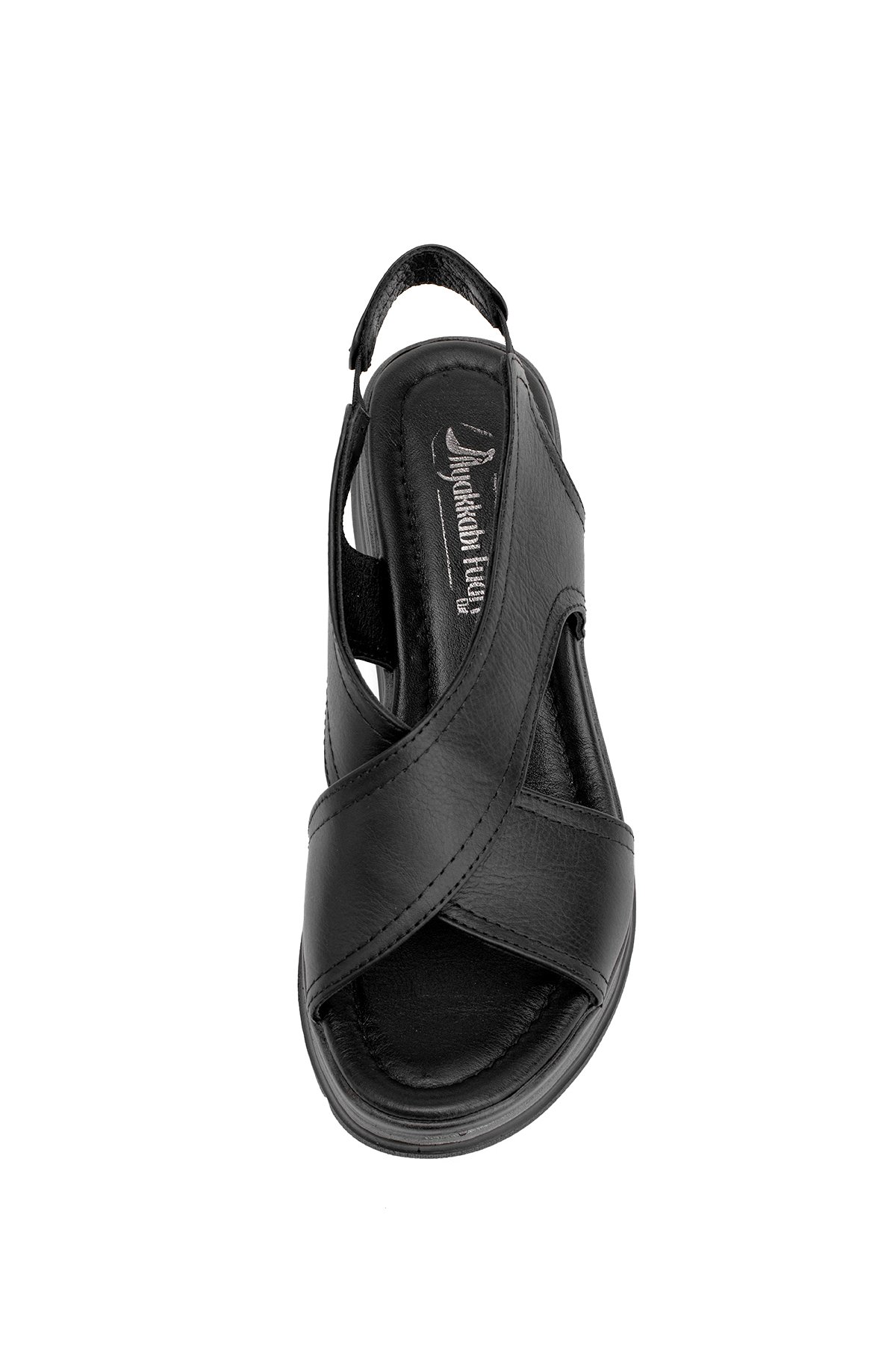 Elit Koc25-62 Kadın Hakiki Deri Dolgu Topuk Sandalet Siyah