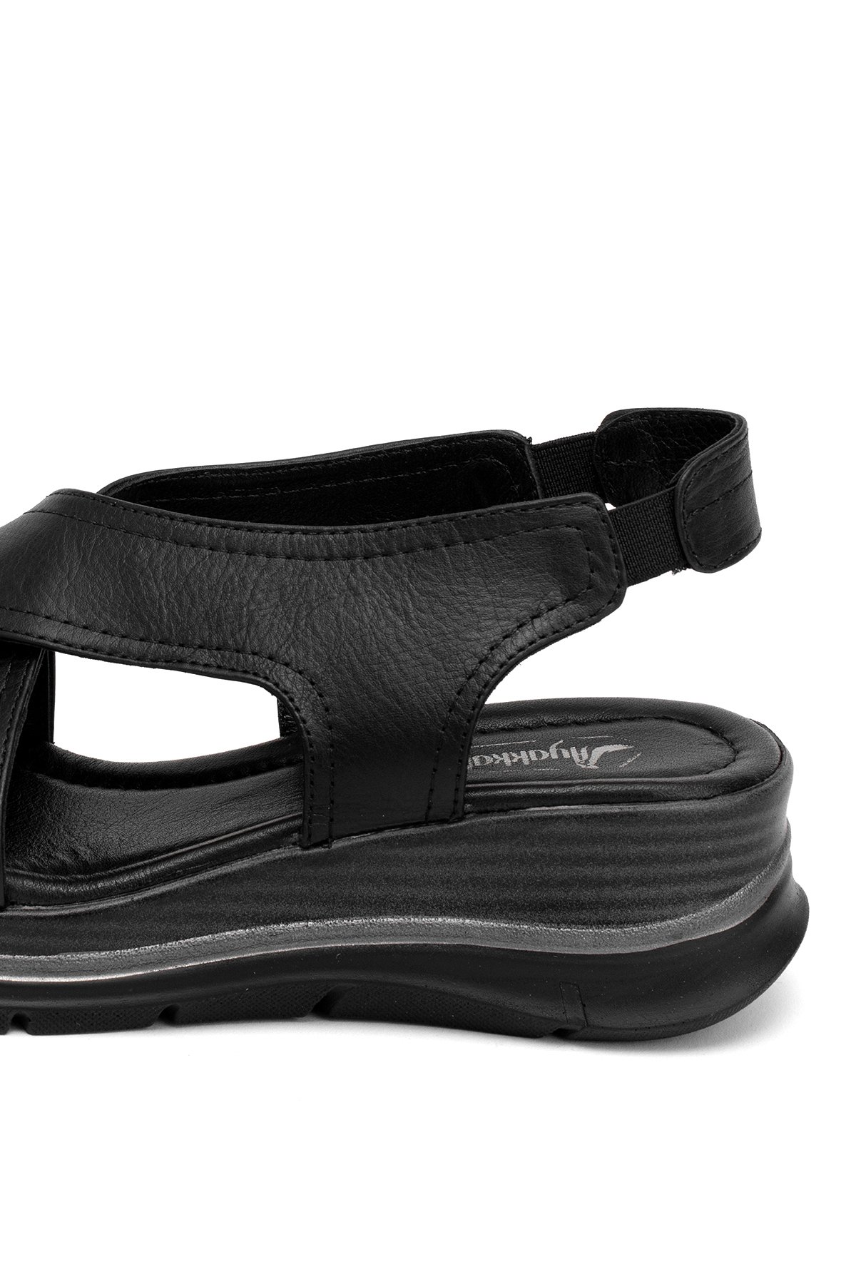 Elit Koc25-62 Kadın Hakiki Deri Dolgu Topuk Sandalet Siyah