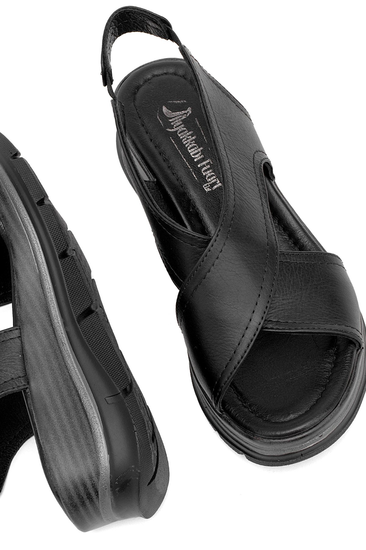 Elit Koc25-62 Kadın Hakiki Deri Dolgu Topuk Sandalet Siyah