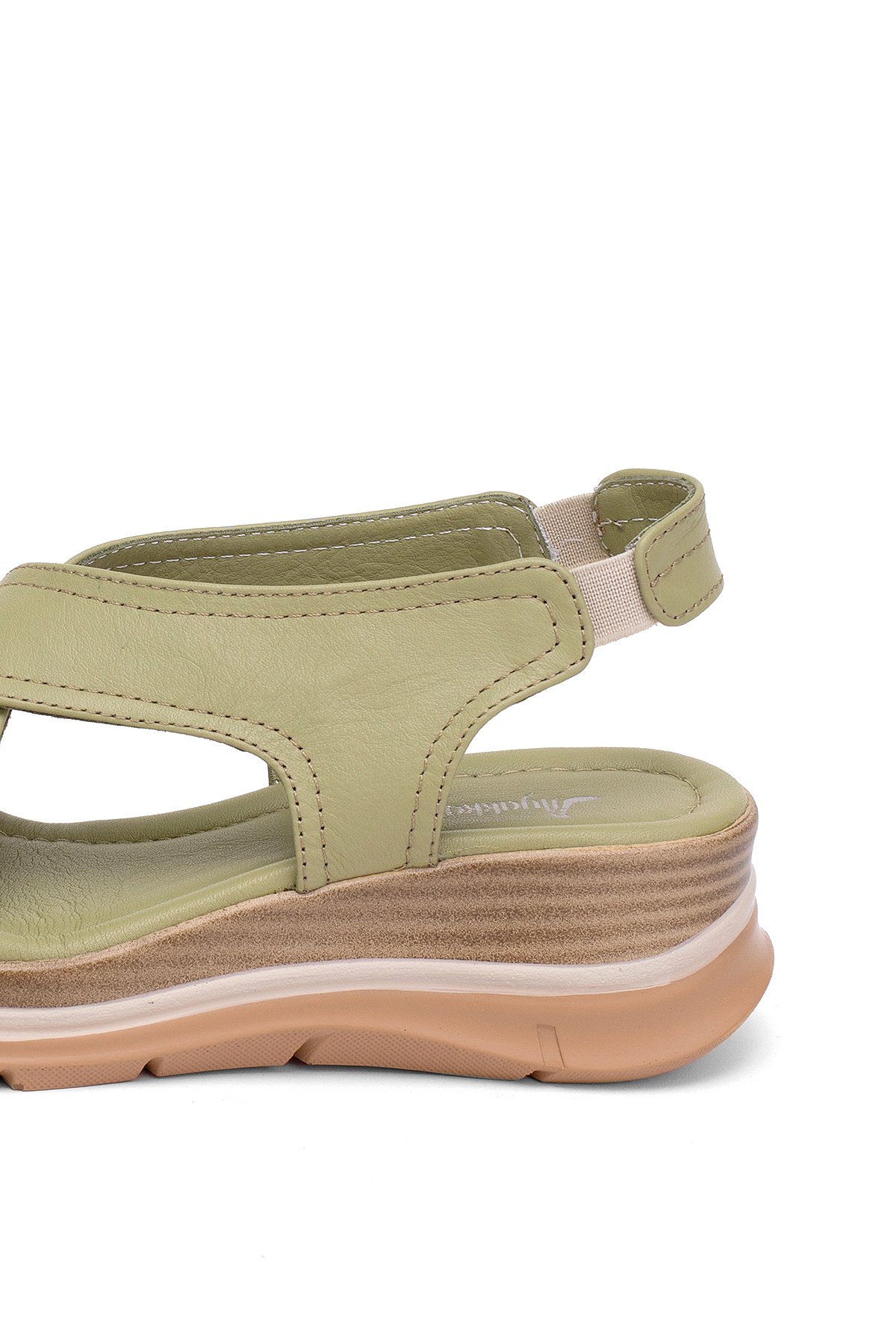 Elit Koc25-62 Kadın Hakiki Deri Dolgu Topuk Sandalet Yeşil