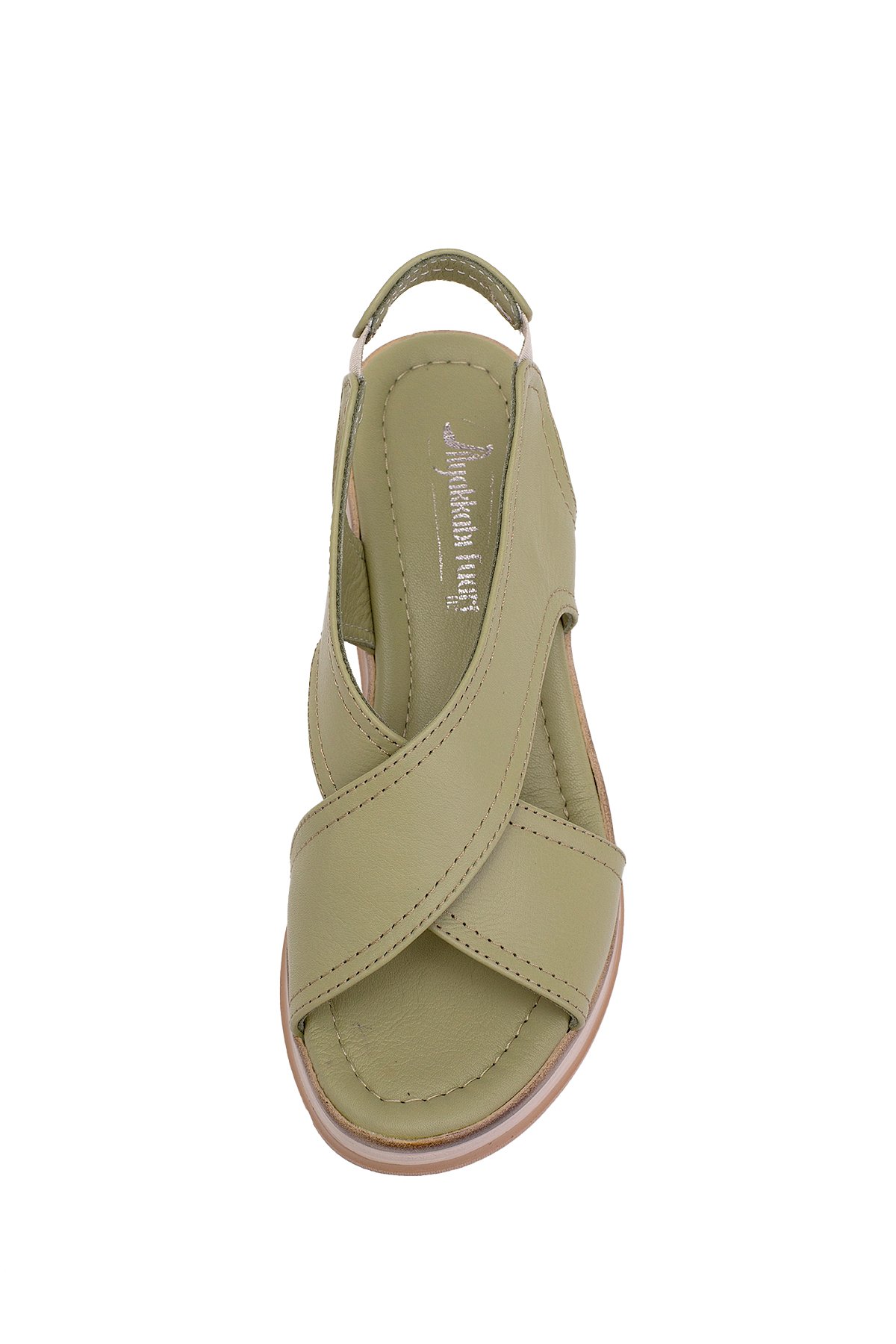 Elit Koc25-62 Kadın Hakiki Deri Dolgu Topuk Sandalet Yeşil