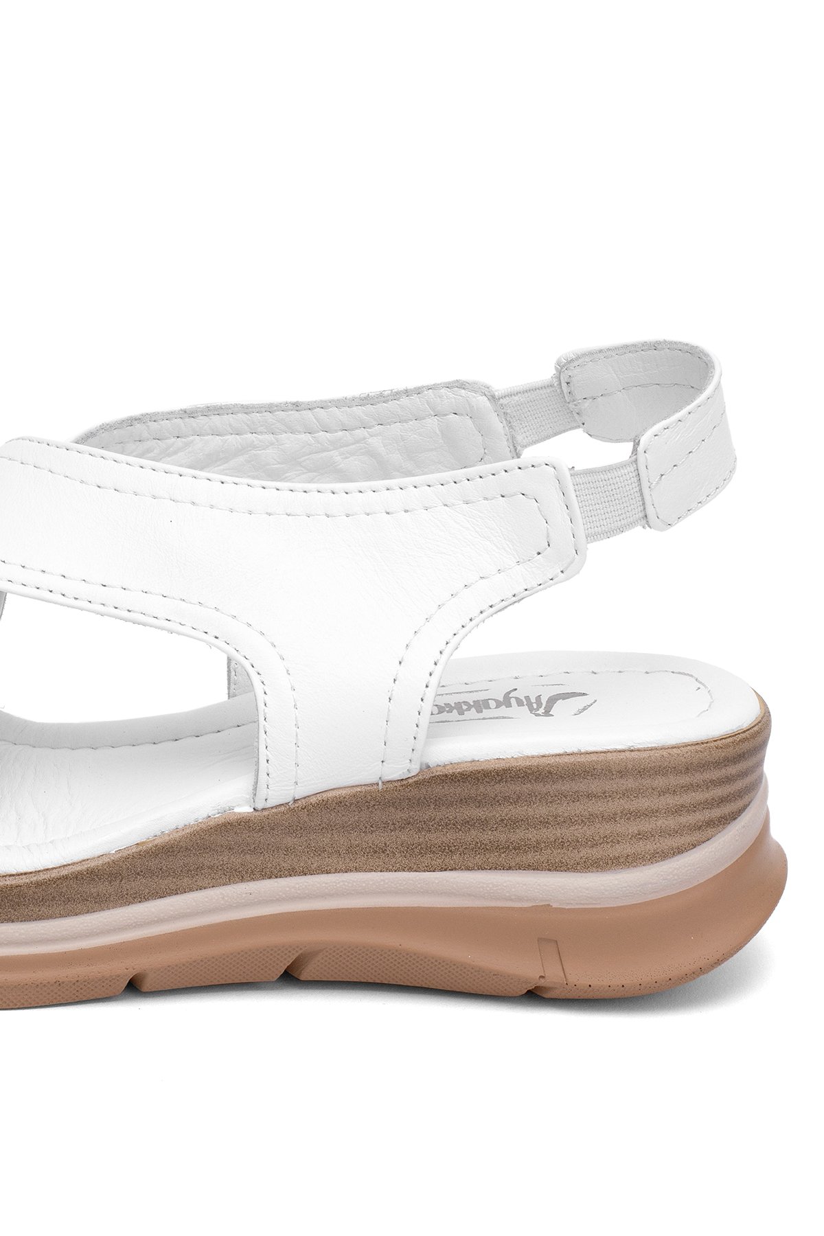 Elit Koc25-62 Kadın Hakiki Deri Dolgu Topuk Sandalet Beyaz
