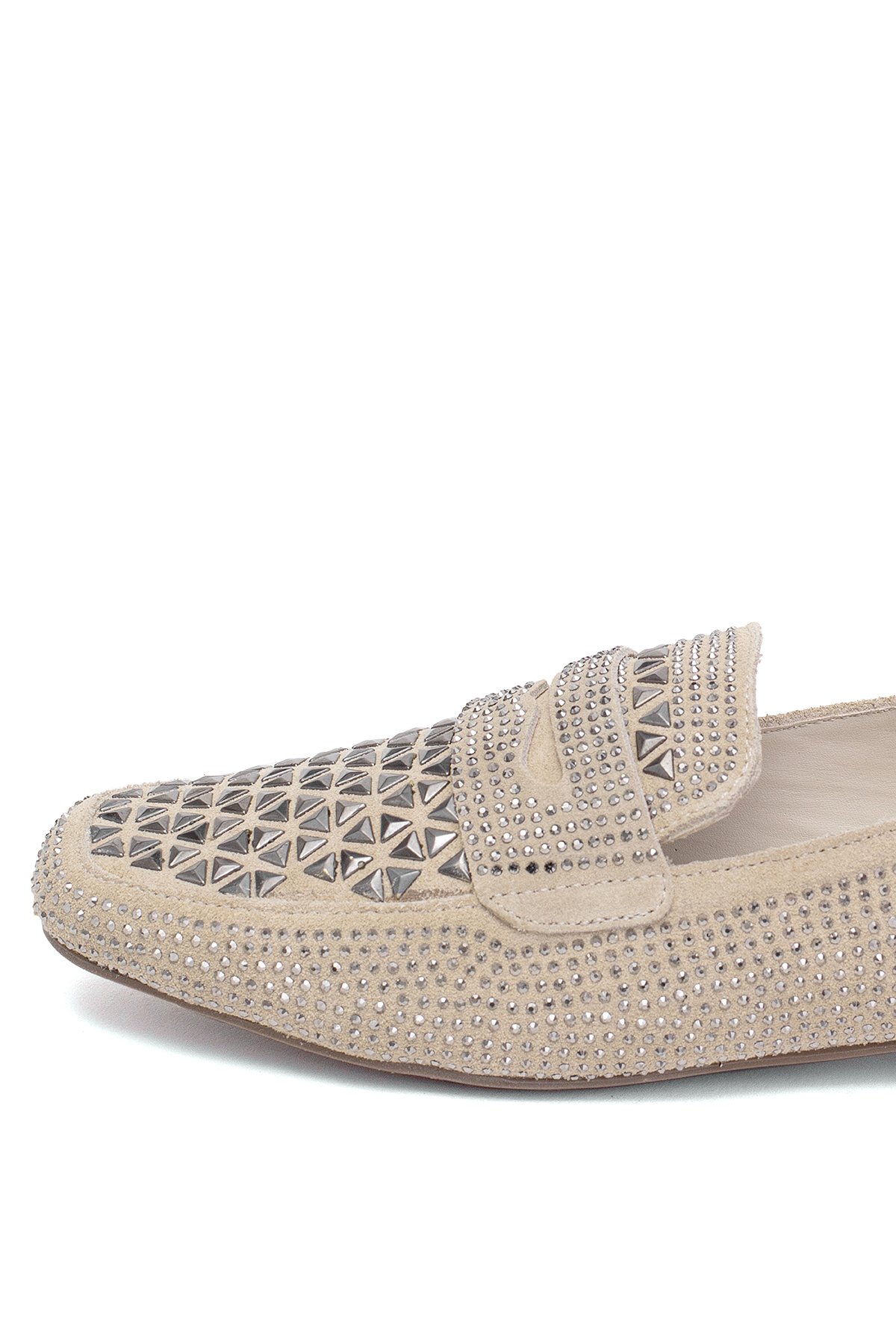 Elit Liora Kadın Hakiki Deri Troklu Babet Bej