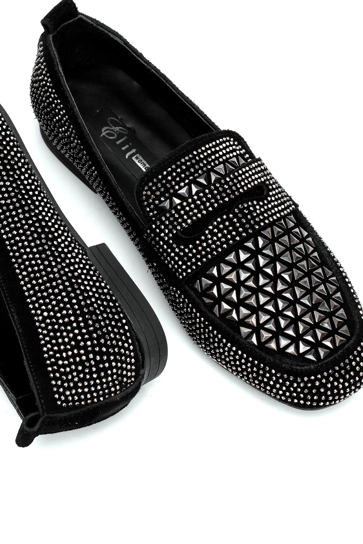 Elit Liora Kadın Hakiki Deri Troklu Babet Siyah