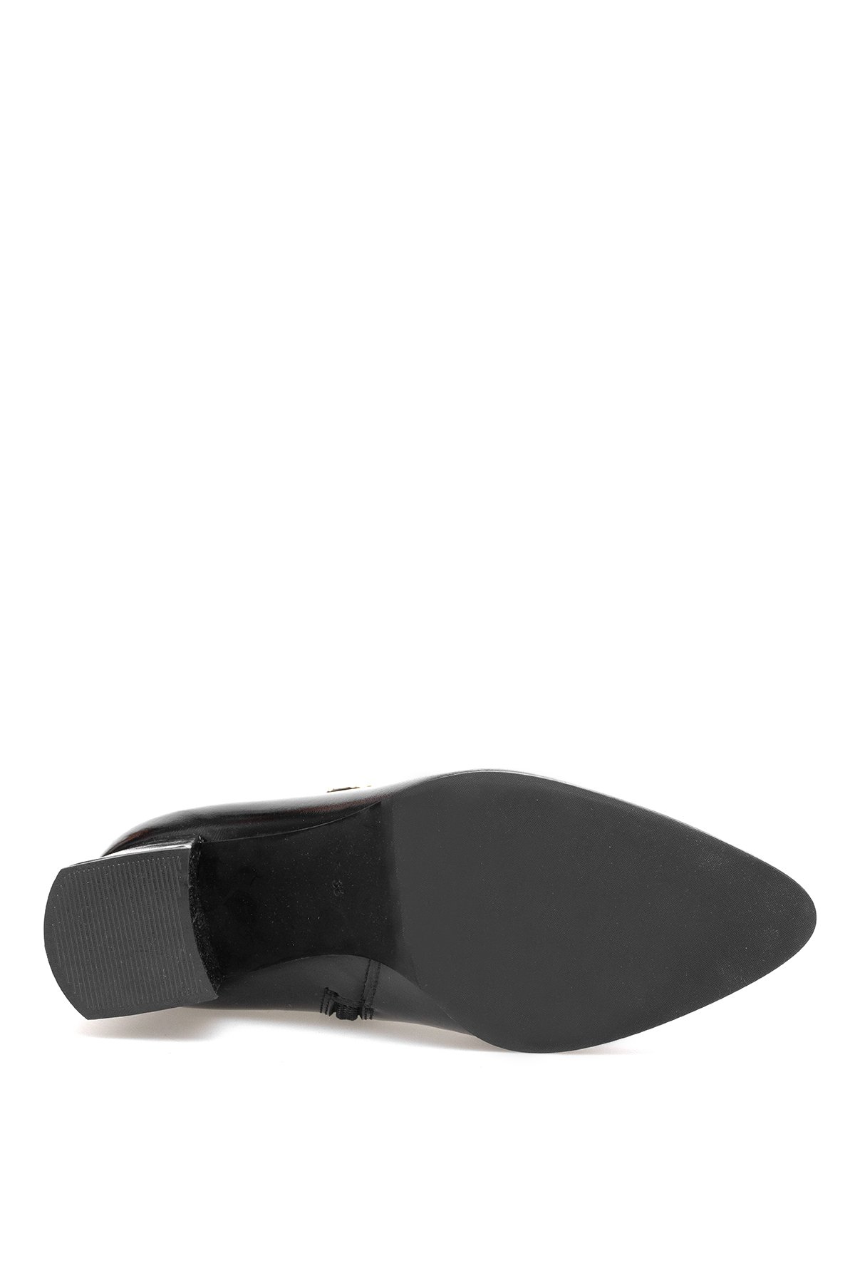 Elit Marivonne Kadın Hakiki Rugan Deri Topuklu Bot Siyah