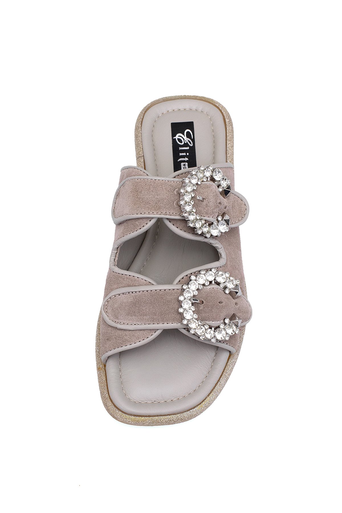 Elit Meliora Kadın Hakiki Deri Düz Terlik Vizon