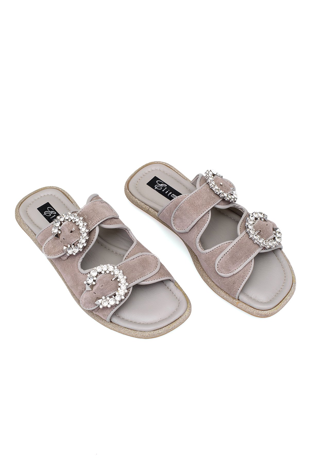 Elit Meliora Kadın Hakiki Deri Düz Terlik Vizon