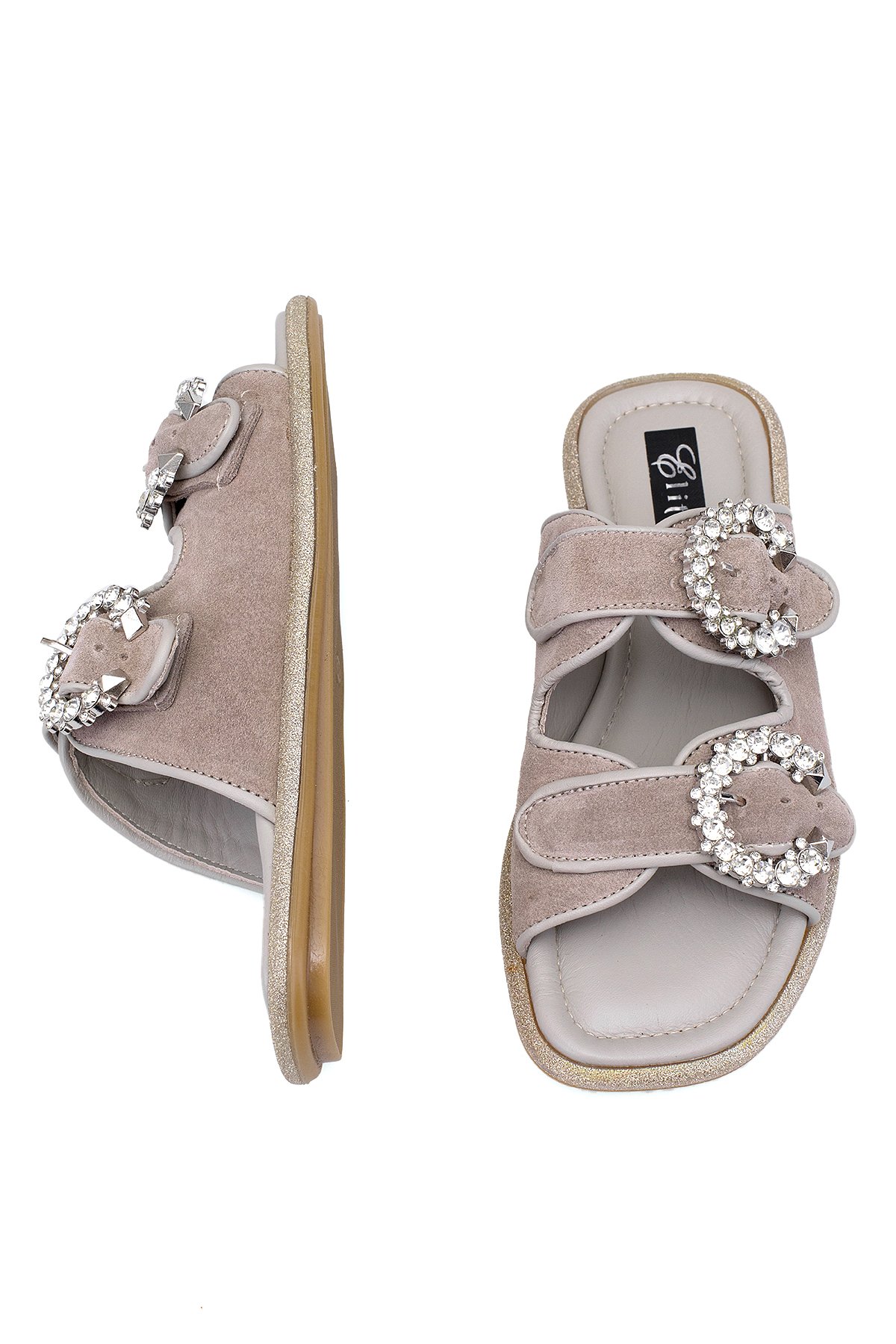 Elit Meliora Kadın Hakiki Deri Düz Terlik Vizon