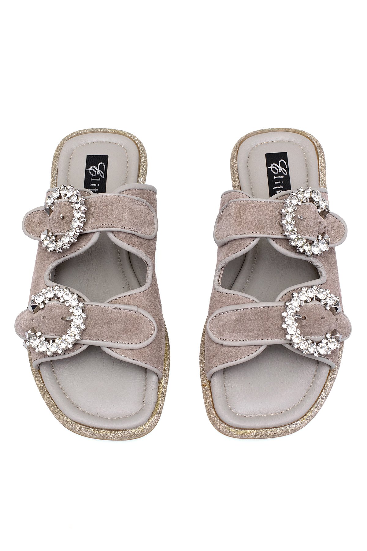 Elit Meliora Kadın Hakiki Deri Düz Terlik Vizon