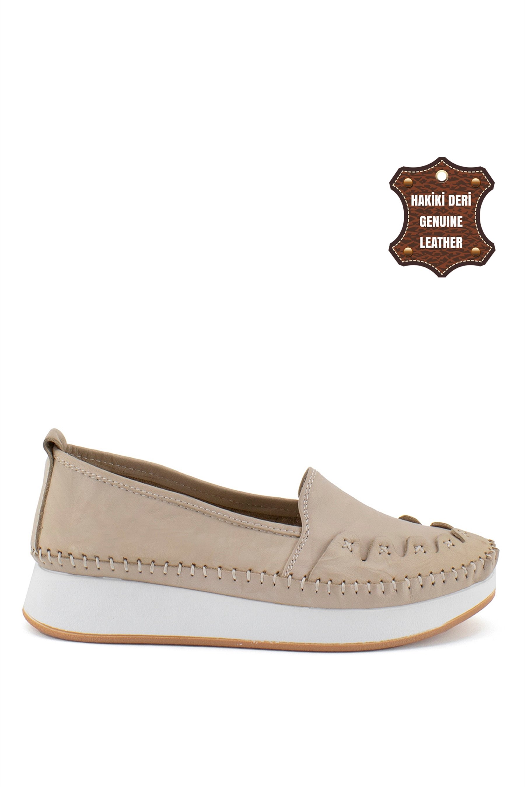 Elit Mn84C Kadın Hakiki Deri Espadril Bej