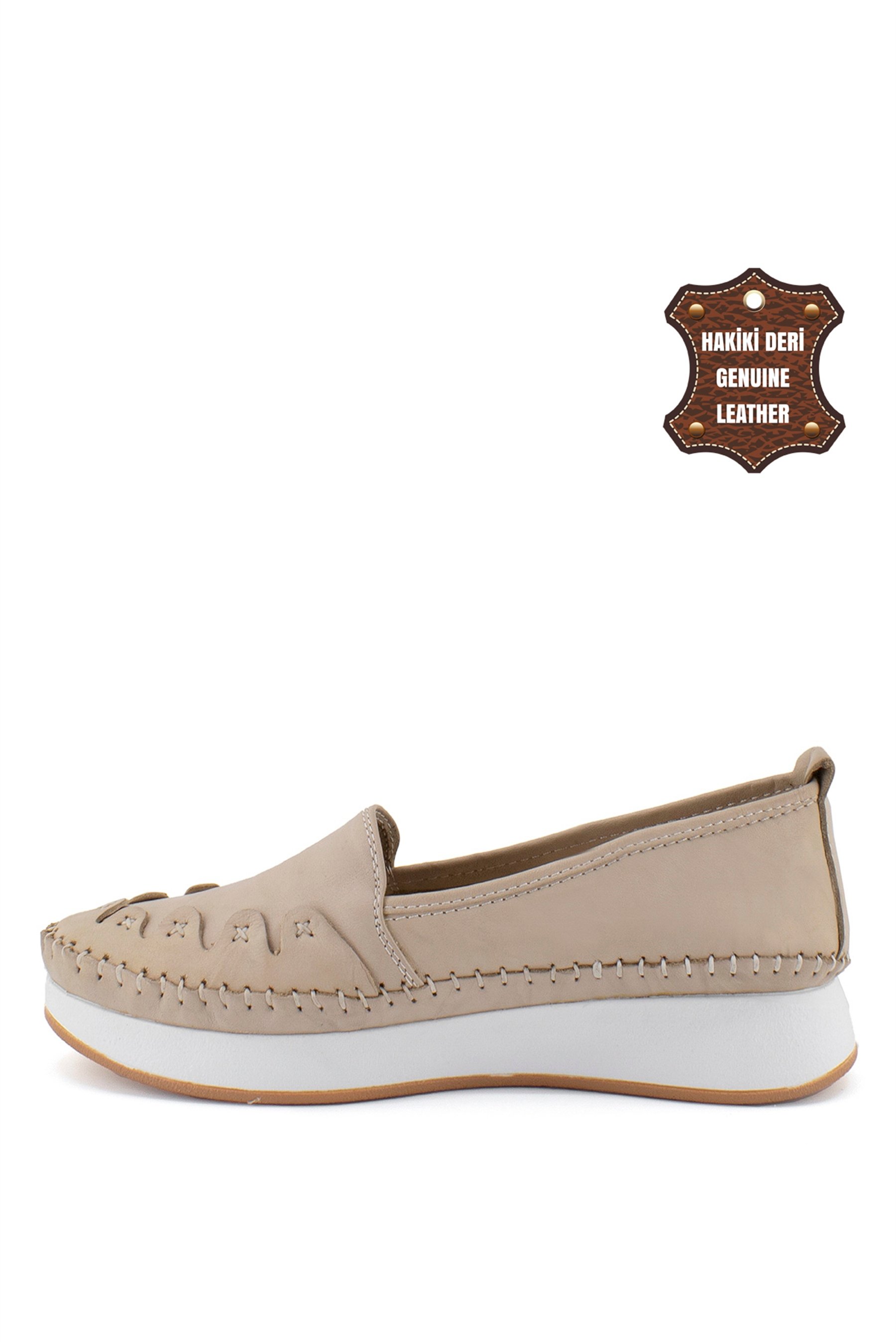 Elit Mn84C Kadın Hakiki Deri Espadril Bej