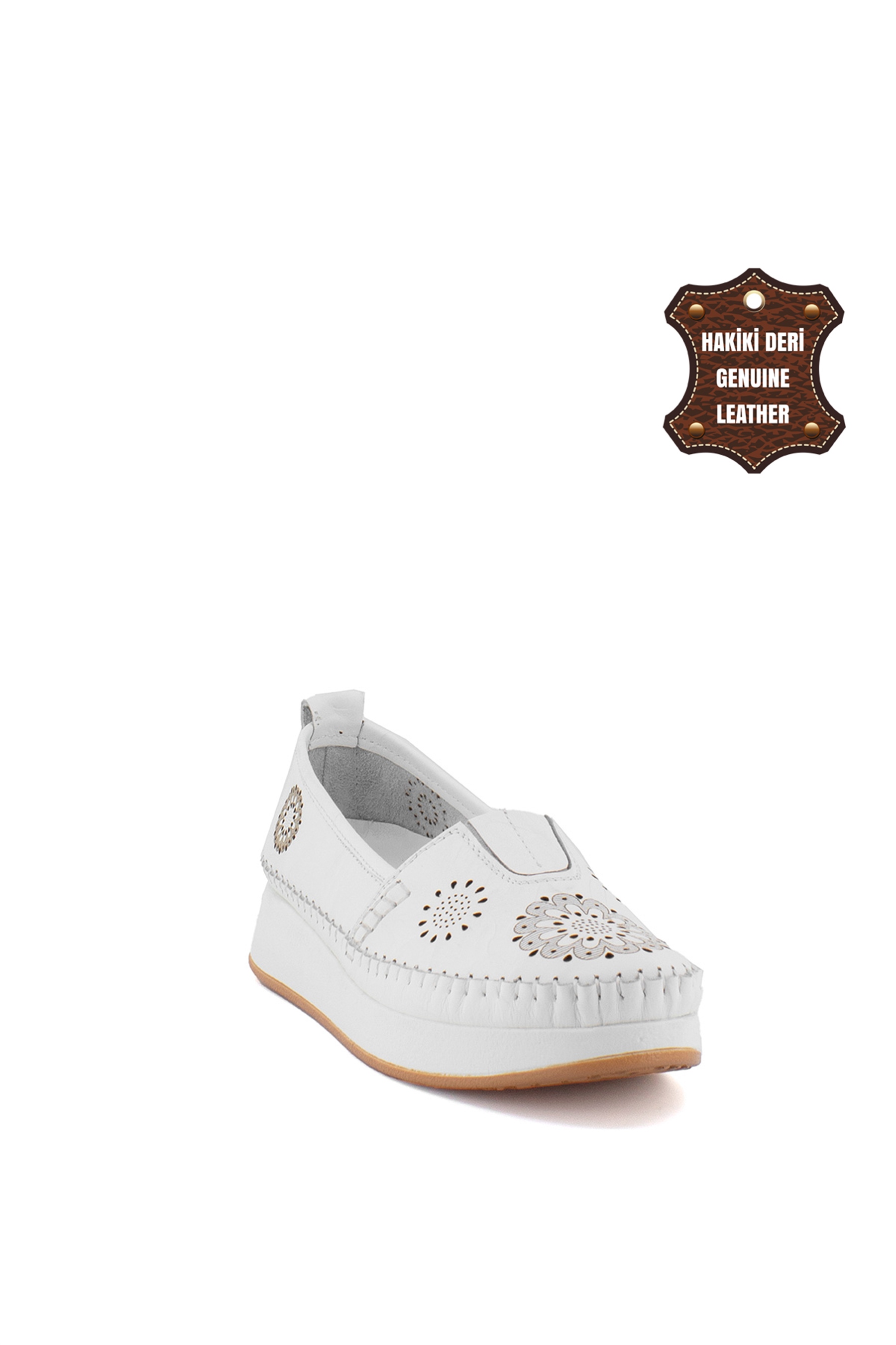 Elit Mn85L21C Kadın Hakiki Deri Espadril Beyaz