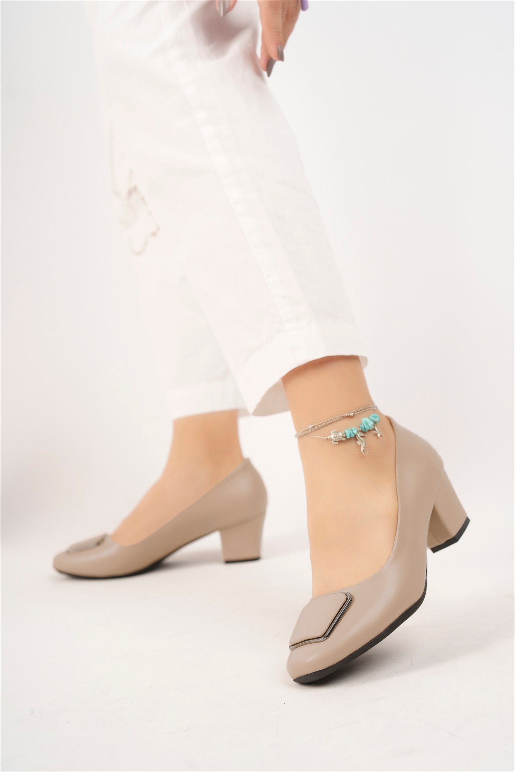 Elit Mst720C Kadın Topuklu Ayakkabı Ten