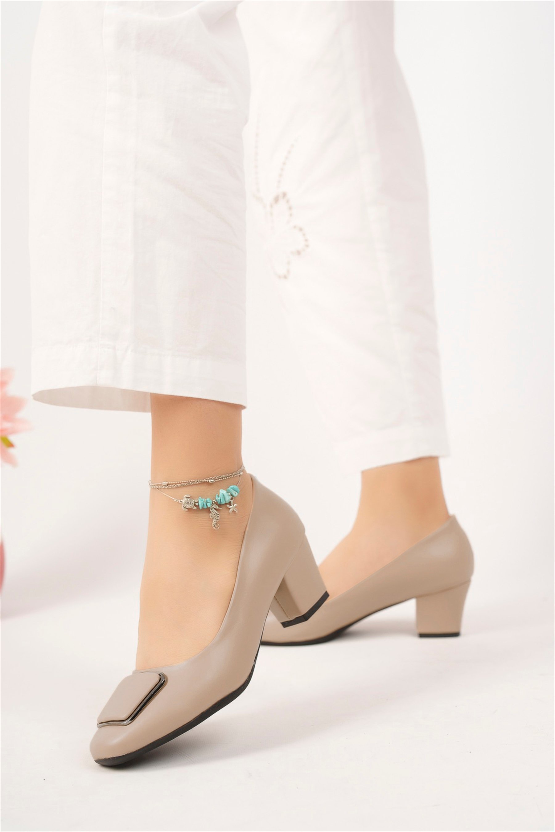 Elit Mst720C Kadın Topuklu Ayakkabı Ten