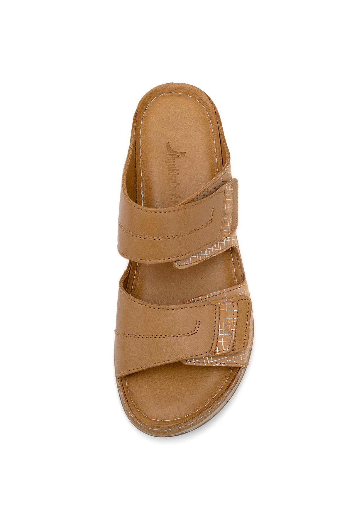 Elit RhmM-17 Kadın Hakiki Deri Ortopedik Düz Terlik Taba