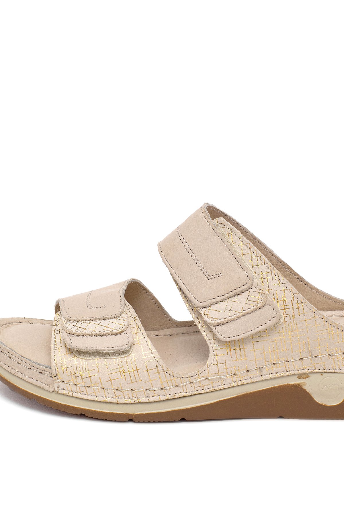 Elit RhmM-17 Kadın Hakiki Deri Ortopedik Düz Terlik Bej