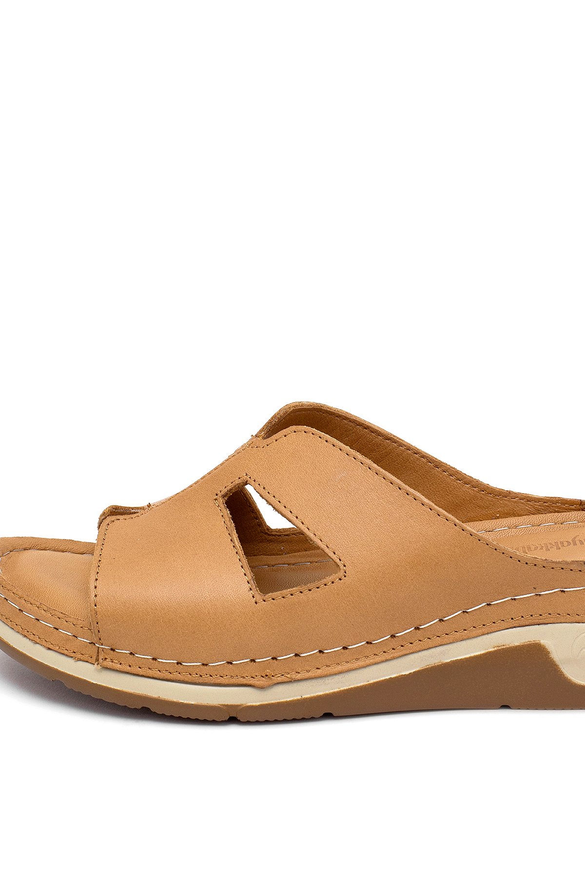 Elit RhmM-23 Kadın Hakiki Deri Ortopedik Düz Terlik Taba