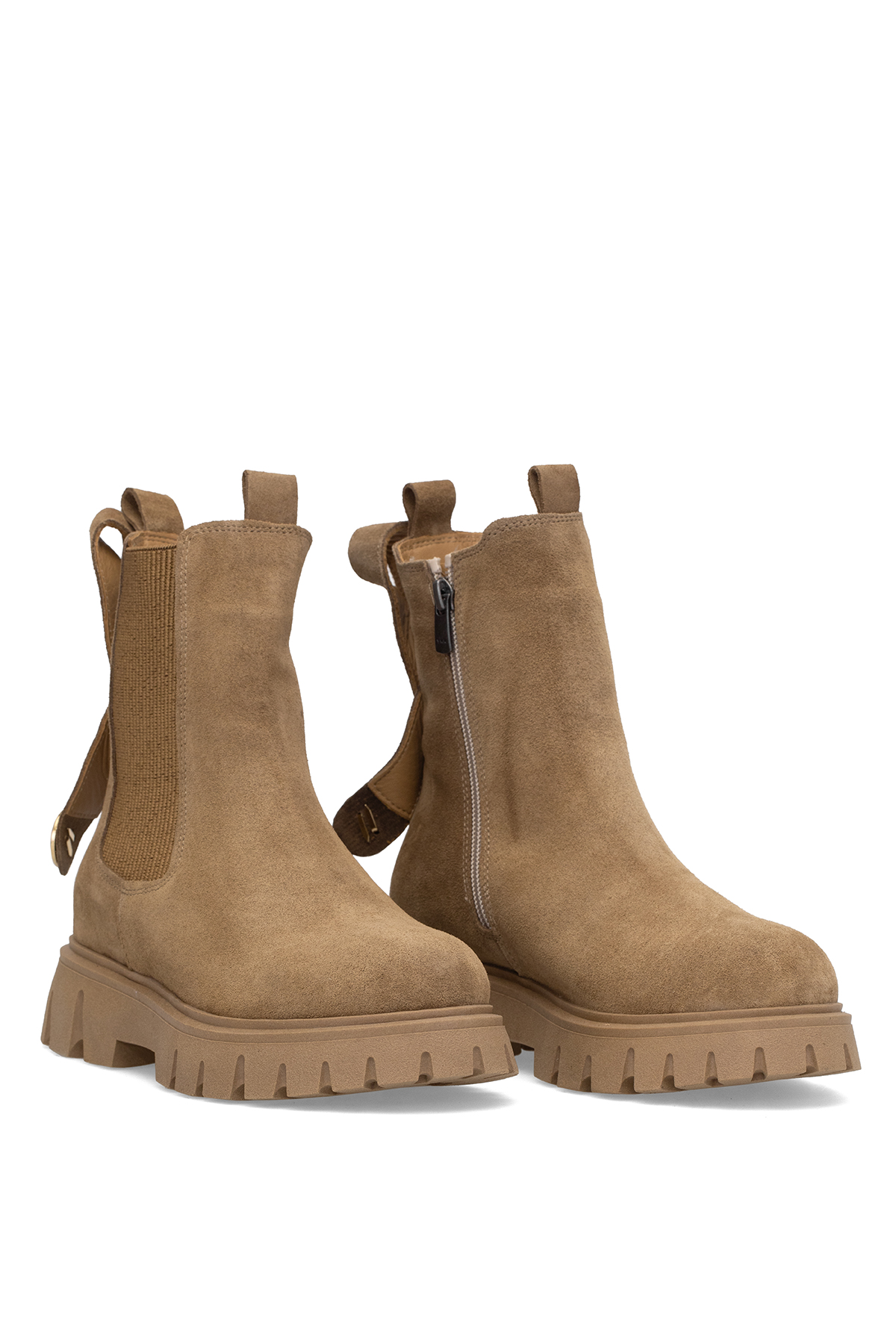 Elit Thalvora Kadın Hakiki Süet Deri Klasik Bot Camel