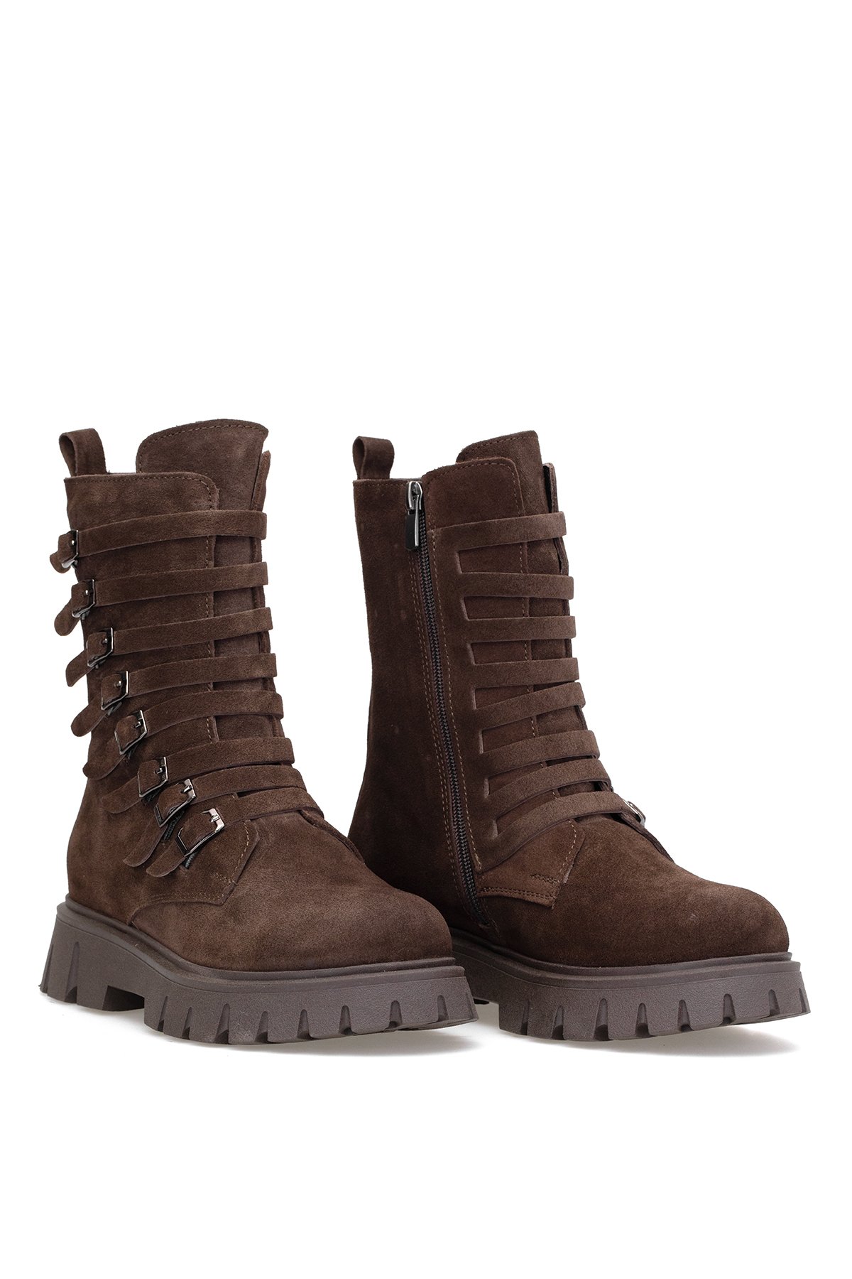 Elit Valindra Kadın Hakiki Süet Deri Klasik Bot Kahverengi