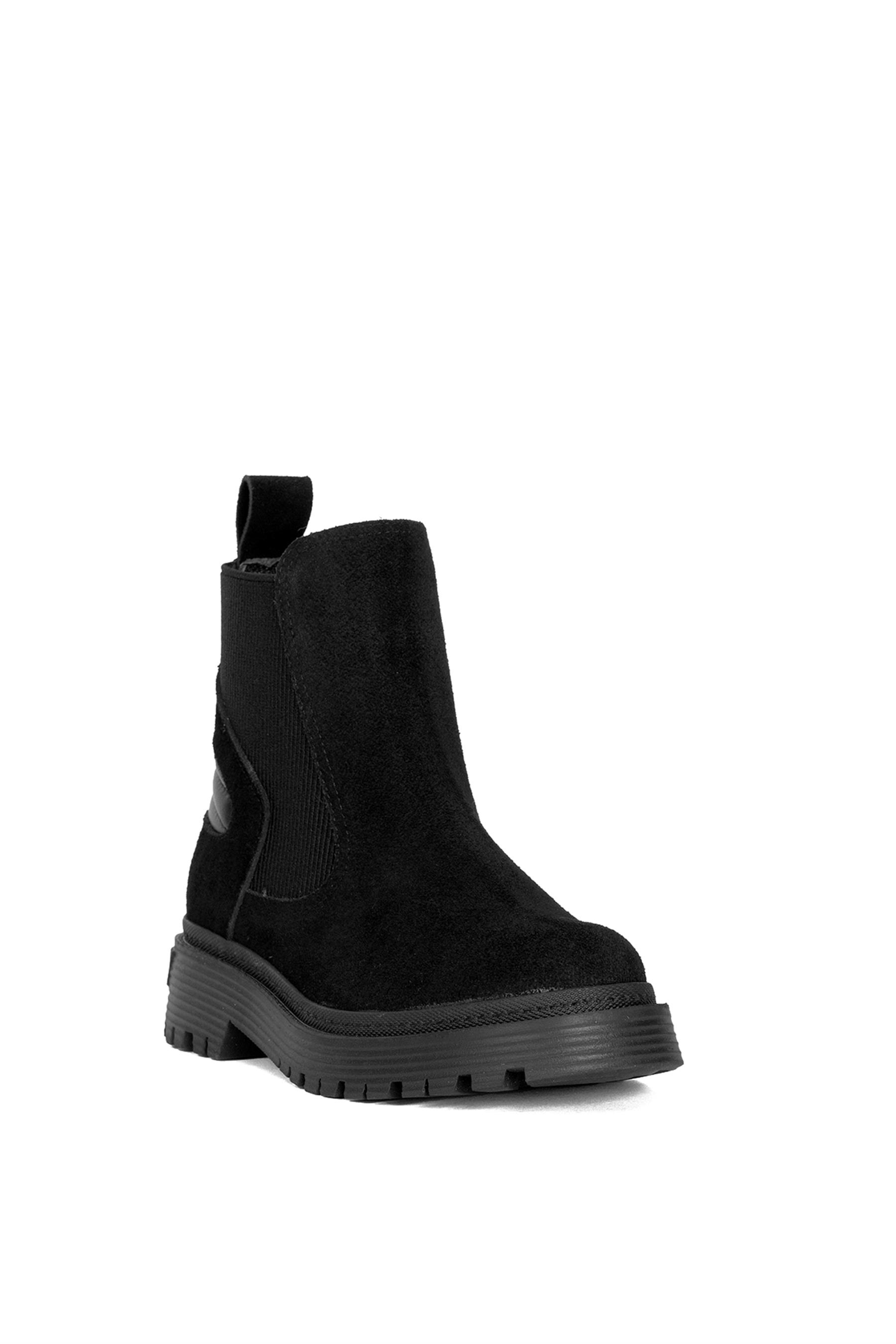 Elit VVS24118S Kadın Süet Hakiki Deri Chelsea Bot Siyah