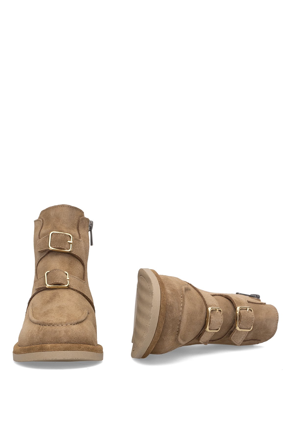 Elit Zafira Kadın Hakiki Süet Deri Düz Bot Camel