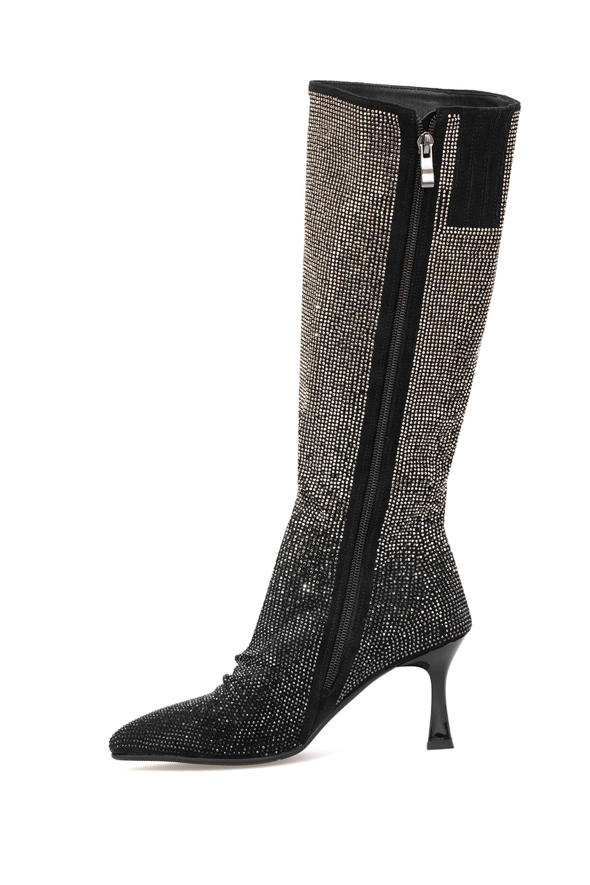 Guja 25K134 Kadın Taşlı Topuklu Çizme Siyah