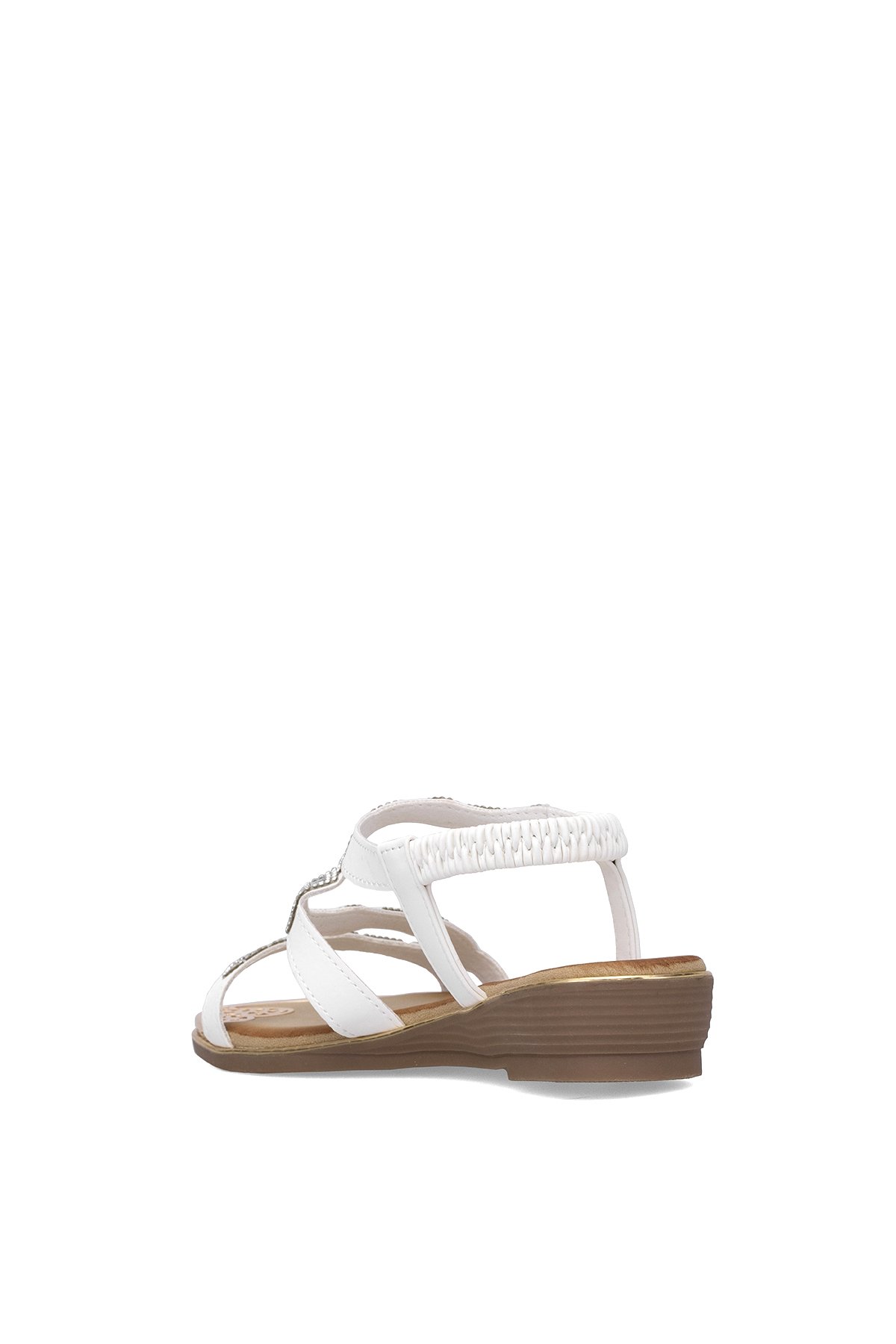 Guja 25Y122-5 Kadın Taşlı Düz Sandalet Beyaz